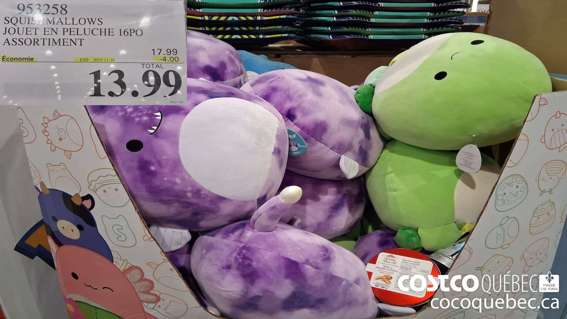 953258 SQUISHMALLOWS JOUET EN PELUCHE 16PO ASSORTIMENT ($4.00 INSTANT SAVINGS EXPIRES ON 2025-11-16) $13.99