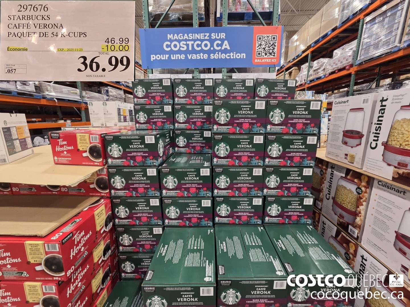 297676 STARBUCKS CAFFE VERONA PAQUET DE 54 K-CUPS  ($10.00 INSTANT SAVINGS EXPIRES ON 2025-11-23) $36.99