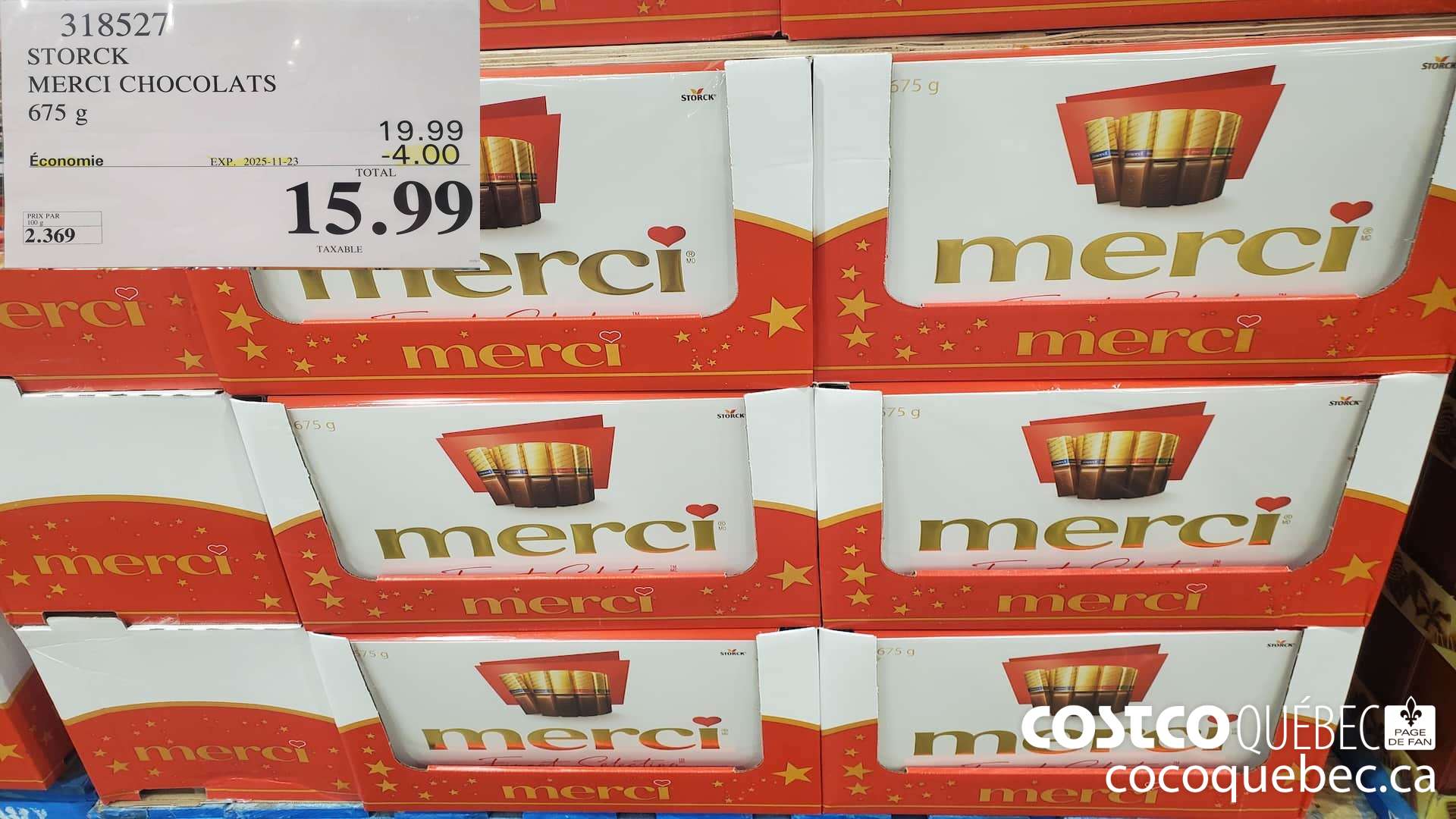 318527 STORCK MERCI CHOCOLATS 675G ($4.00 INSTANT SAVINGS EXPIRES ON 2025-11-23) $15.99