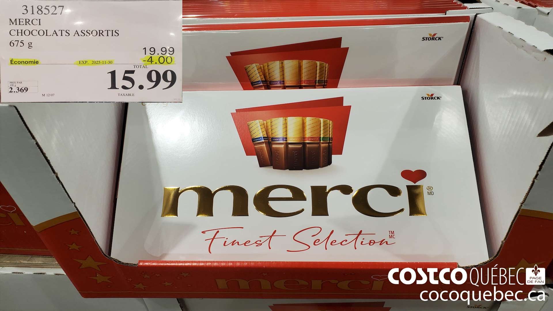 318527 STORCK MERCI CHOCOLATS 675G ($4.00 INSTANT SAVINGS EXPIRES ON 2025-11-30) $15.99