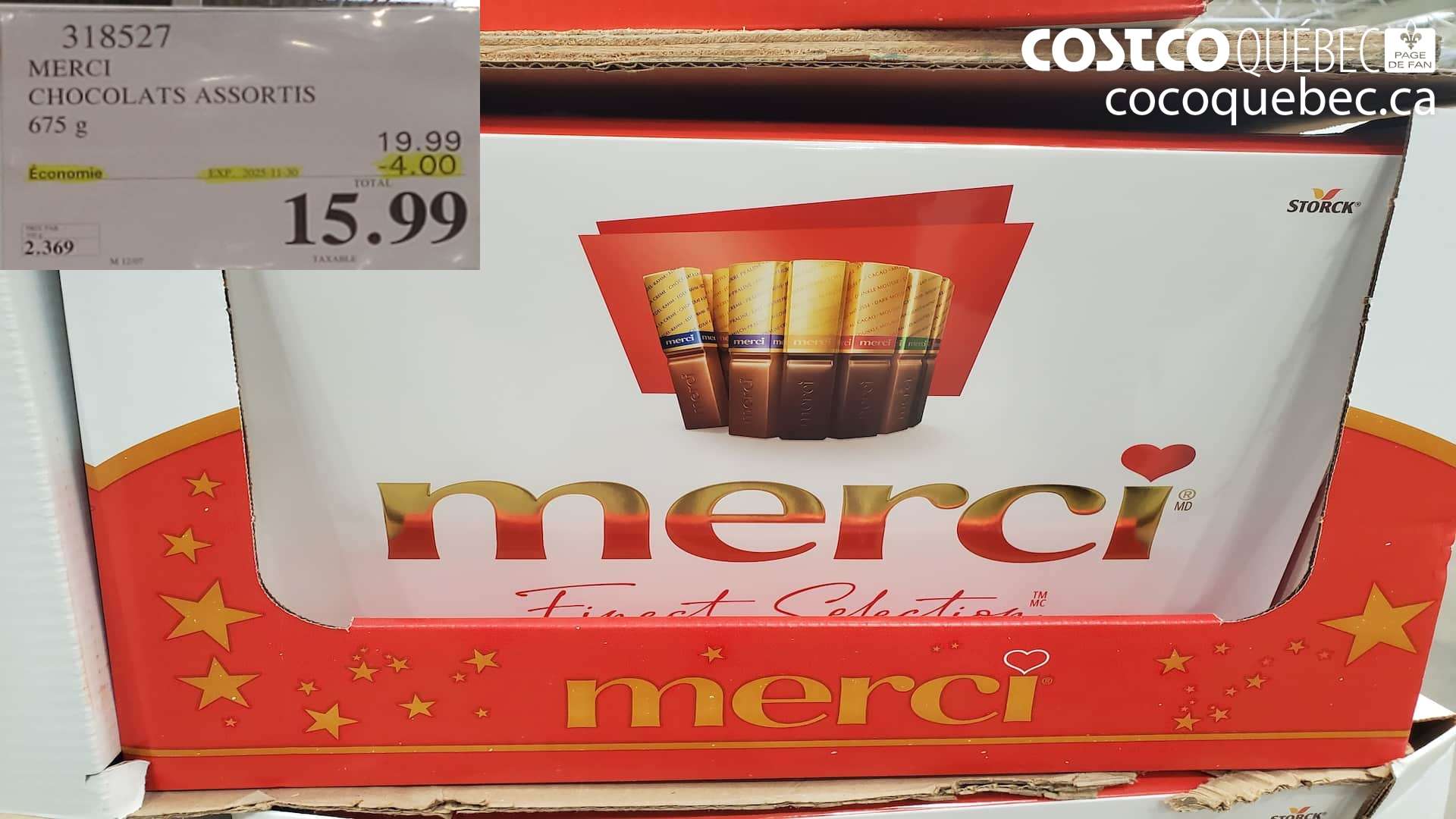 318527 STORCK MERCI CHOCOLATS 675G ($4.00 INSTANT SAVINGS EXPIRES ON 2025-11-30) $15.99