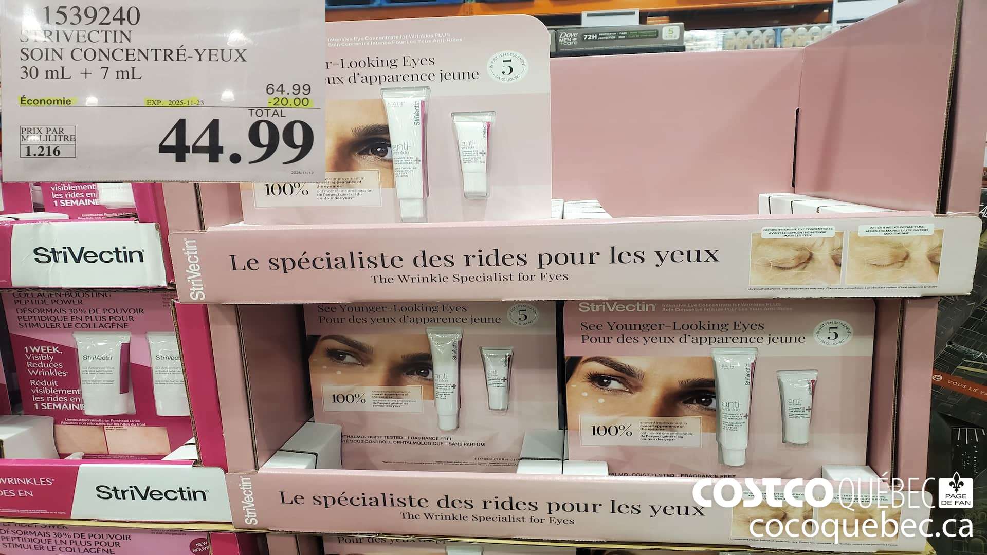 1539240 STRIVECTIN SOIN CONCENTRE-YEUX 30 mL + 7 mI.  ($20.00 INSTANT SAVINGS EXPIRES ON 2025-11-23) $44.99