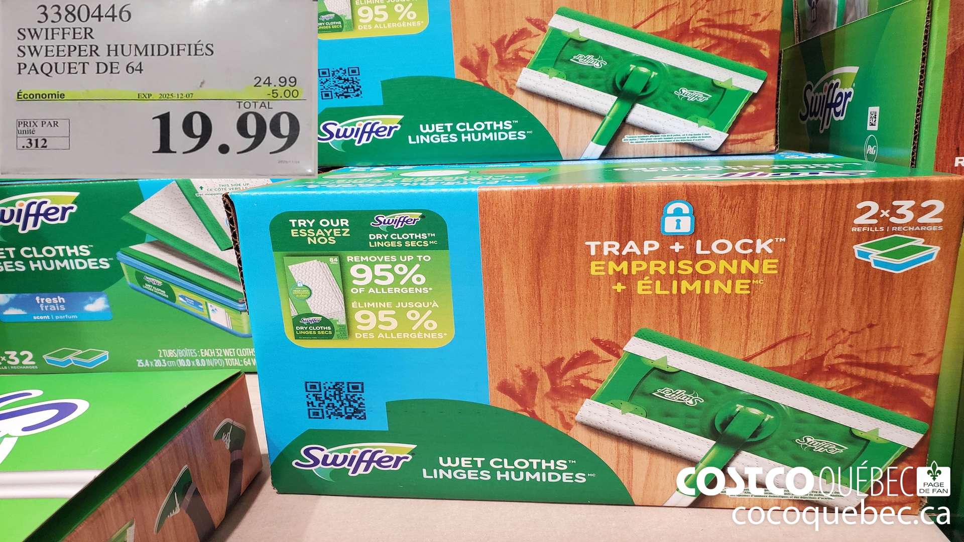 3380446 SWIFFER SWEEPER HUMIDIFIES PAQUET DE 64 ($5.00 INSTANT SAVINGS EXPIRES ON 2025-12-07) $19.99