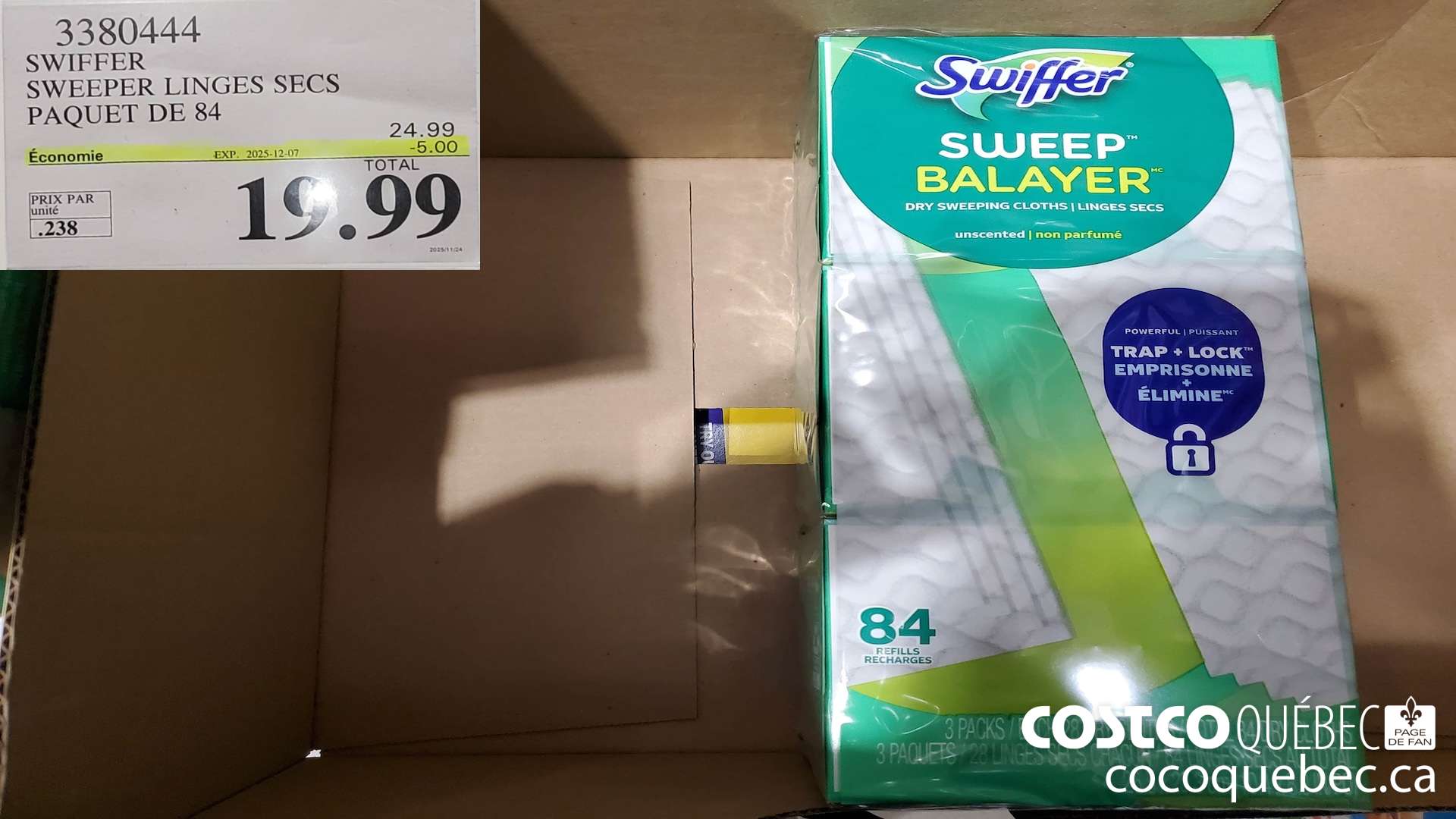 3380444 SWIFFER SWEEPER LINGES SECS PAQUET DE 84 ($5.00 INSTANT SAVINGS EXPIRES ON 2025-12-07) $19.99