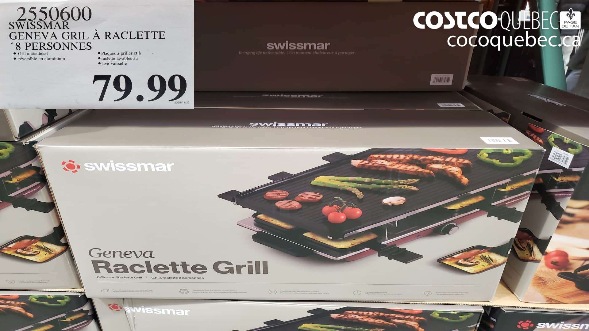 2550600 SWISSMAR GENEVA GRIL A RACLETTE 8 PERSONNES $79.99