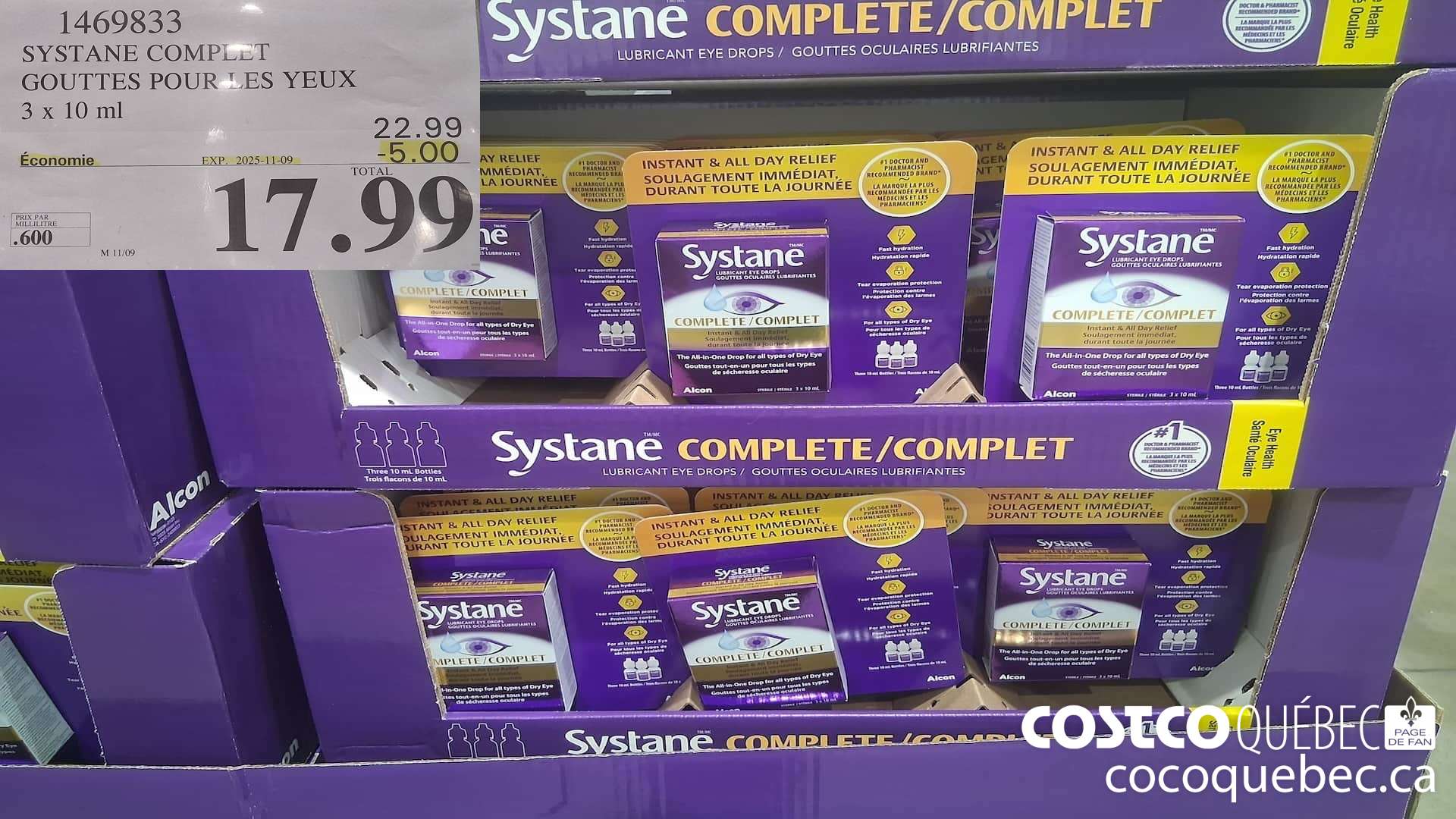 1469833 SYSTANE COMPLET GOUTTES LUBRIFIANTES POUR LES YEUX 3 X 10 ML  ($5.00 INSTANT SAVINGS EXPIRES ON 2025-11-09) $17.99