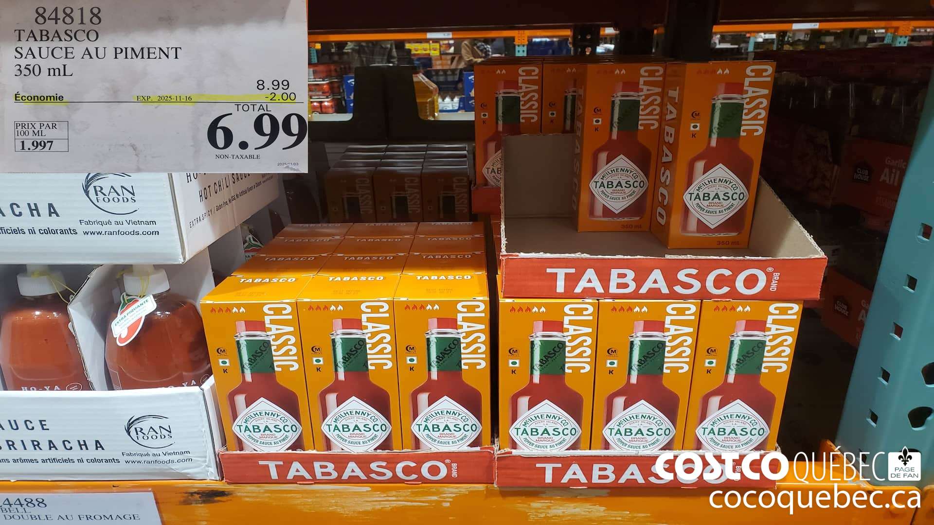 84818 TABASCO SAUCE AU PIMENT 350ML  ($2.00 INSTANT SAVINGS EXPIRES ON 2025-11-16) $6.99