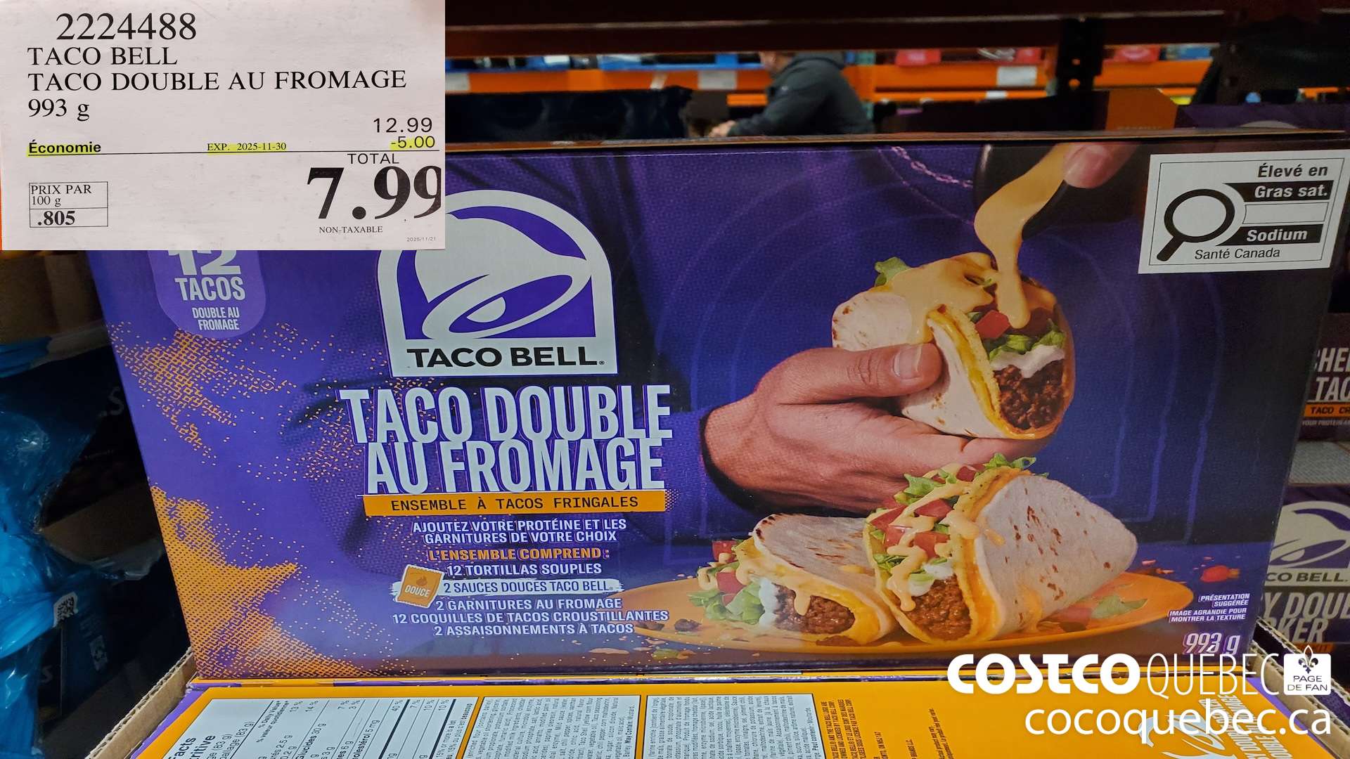 2224488 TACO BELL TACO DOUBLE AU FROMAGE 993 g ($5.00 INSTANT SAVINGS) $7.99