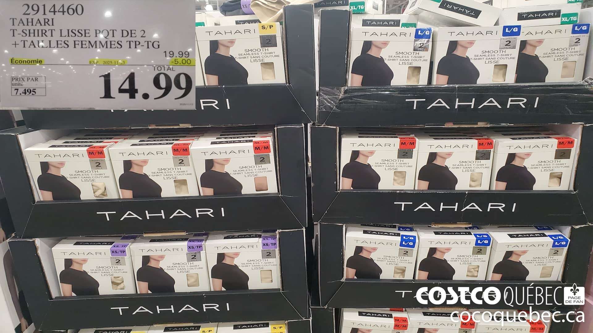 2914460 TAHARI T-SHIRT LISSE POT DE 2 +TAILLES FEMMES TP-TG  ($5.00 INSTANT SAVINGS EXPIRES ON 2025-11-23) $14.99