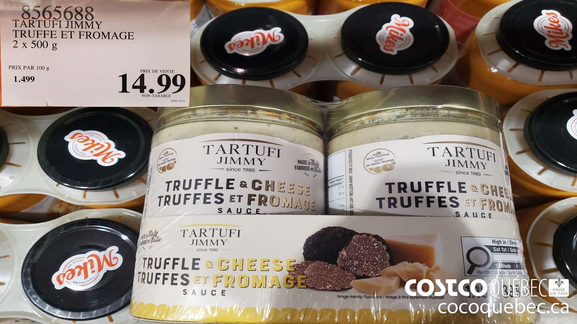 8565688 TARTUFI JIMMY TRUFFE ET FROMAGE 2 x 500 G $14.99
