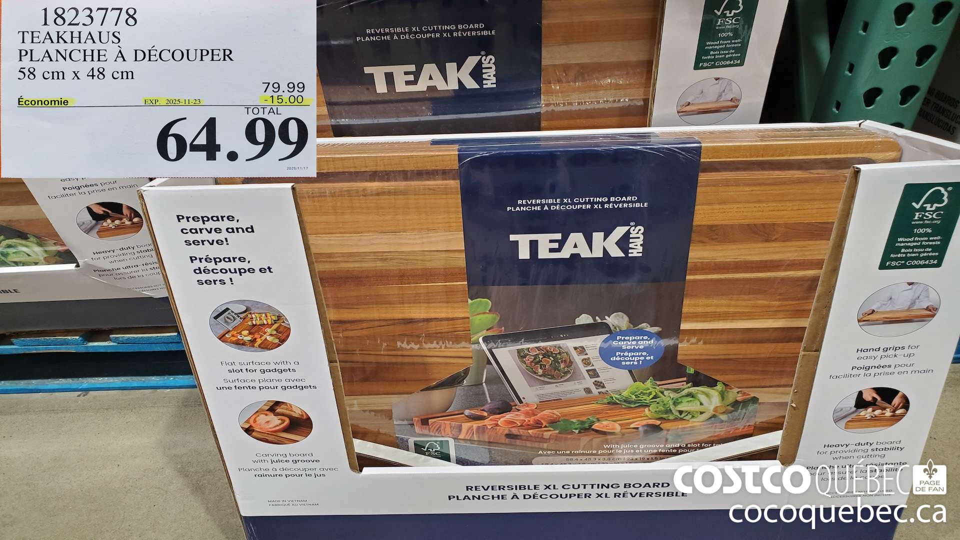 1823778 TEAKHAUS PLANCHE A DECOUPER 58 cm x 48 cm ($15.00 INSTANT SAVINGS EXPIRES ON 2025-11-23) $64.99