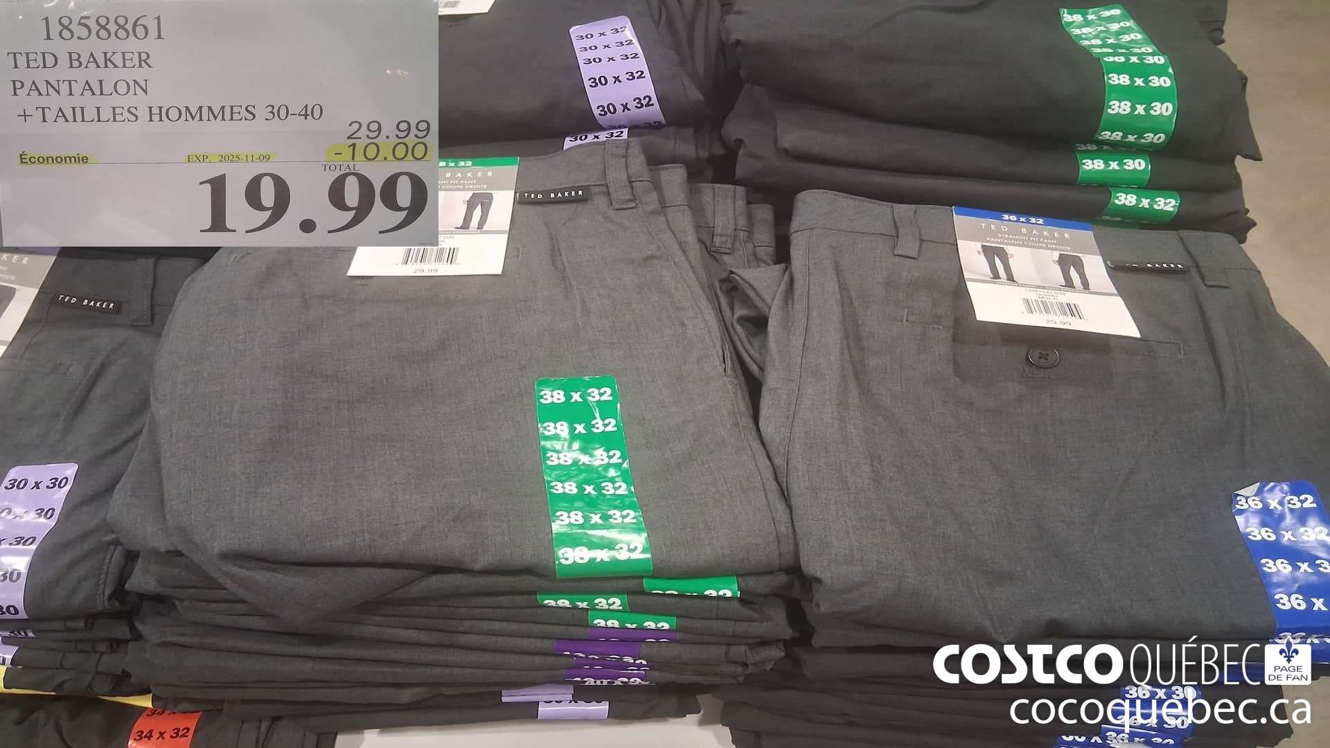 1858861 TED BAKER PANTALON TAILLES HOMMES 30-40 ($10.00 INSTANT SAVINGS EXPIRES ON 2025-11-09) $19.99