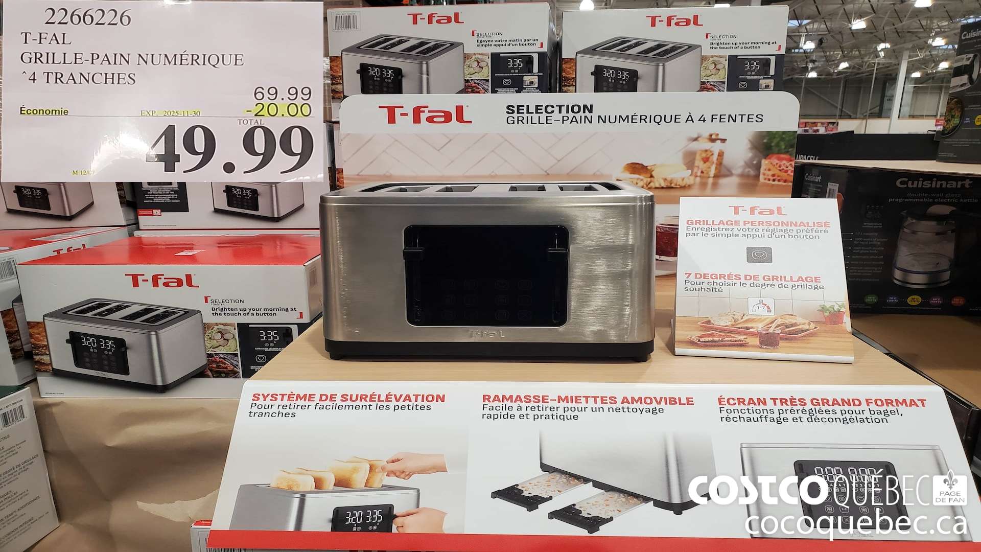 2266226 T-FAL GRILLE-PAIN NUMERIQUE ‘4 TRANCHES  ($20.00 INSTANT SAVINGS EXPIRES ON 2025-11-30) $49.99