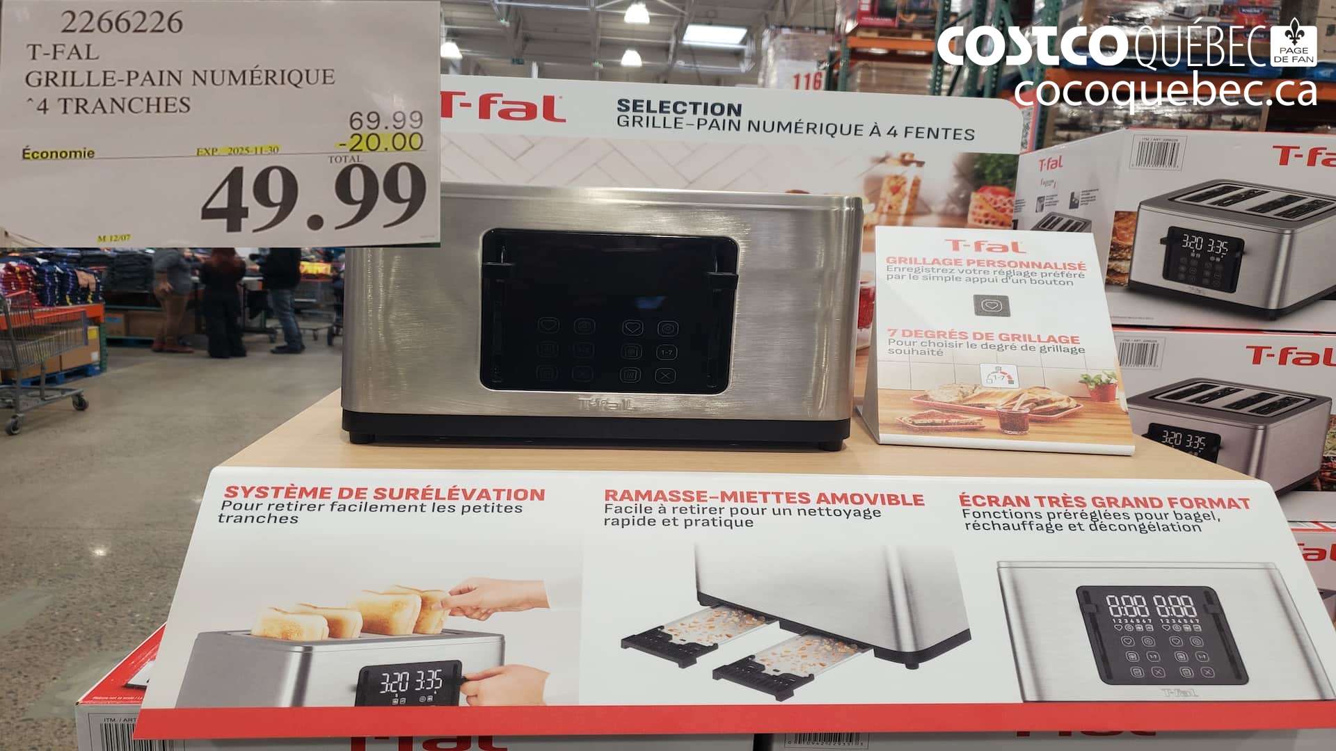 2266226 T-FAL GRILLE-PAIN NUMERIQUE ‘4 TRANCHES  ($20.00 INSTANT SAVINGS EXPIRES ON 2025-11-30) $49.99