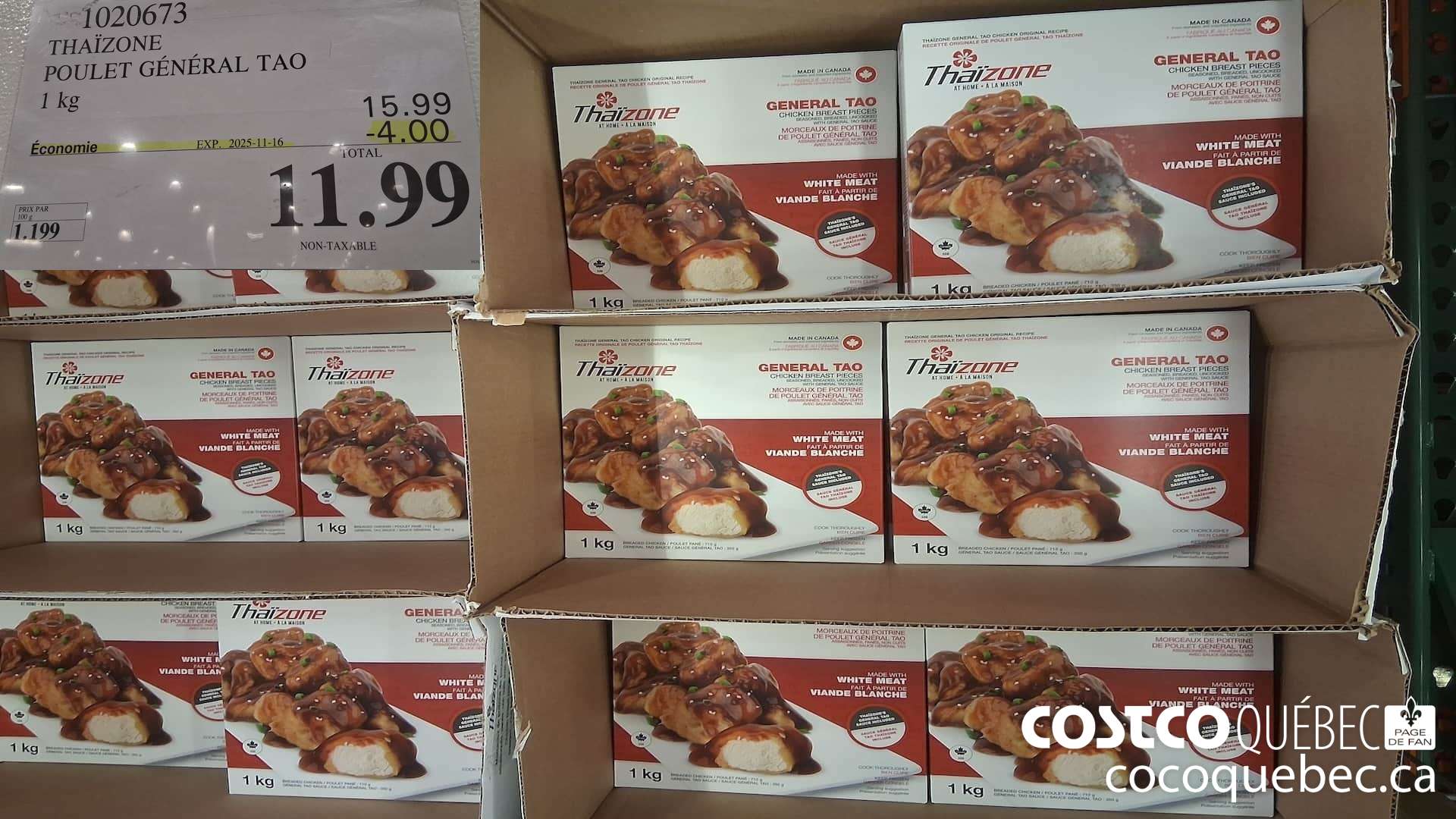 1020673 THAIZONE POULET GENERAL TAO 1kg  ($4.00 INSTANT SAVINGS EXPIRES ON 2025-11-16) $11.99