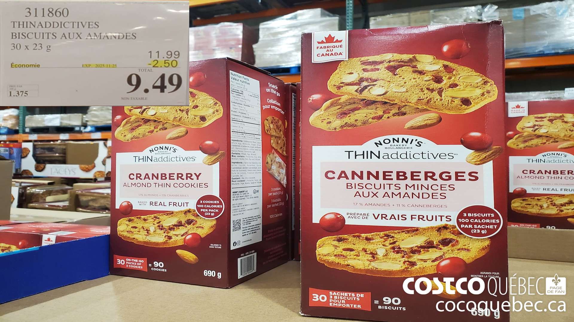 311860 THINADDICTIVES BISCUITS AUX AMANDES  ($2.50 INSTANT SAVINGS EXPIRES ON 2025-11-25) $9.49