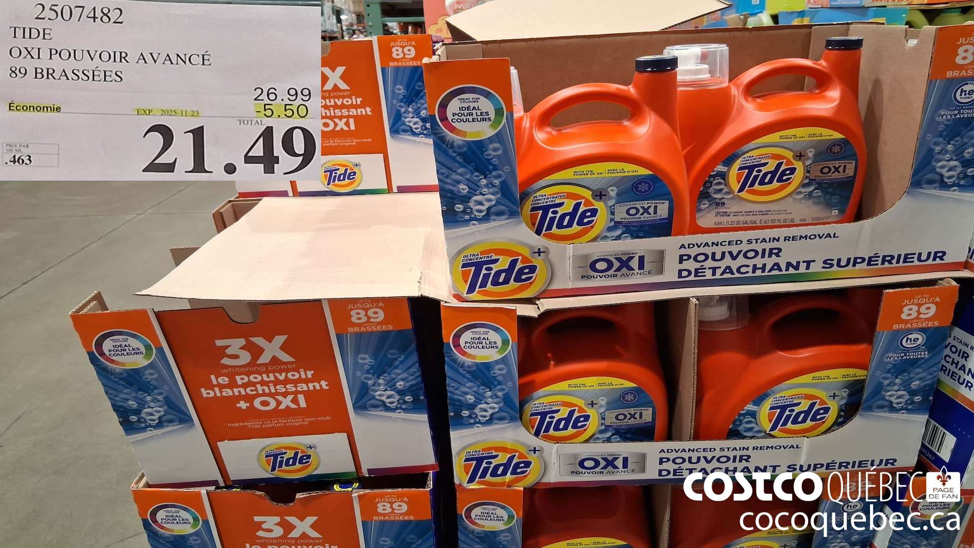 2507482 TIDE OXI POUVOIR AVANCE 89 BRASSEES ($5.50 INSTANT SAVINGS EXPIRES ON 2025-11-23) $21.49