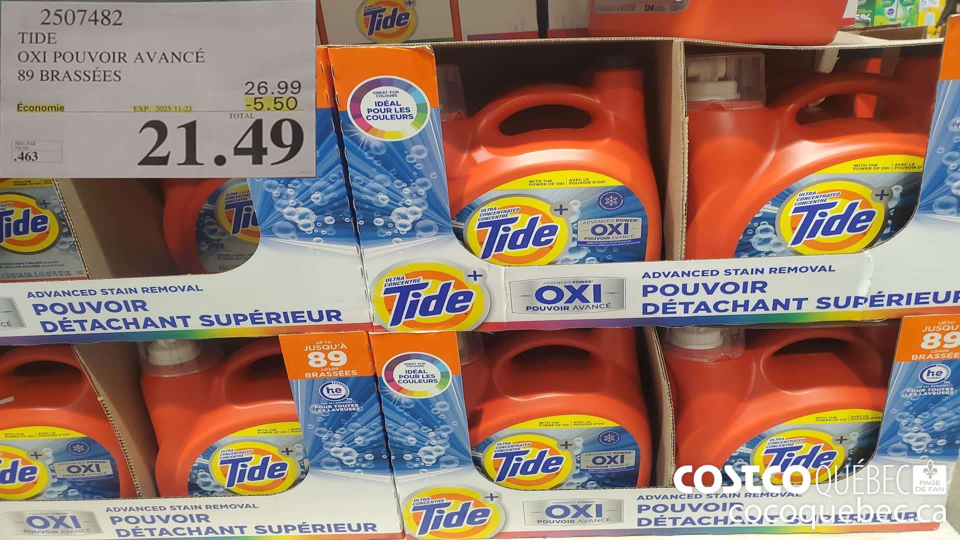 2507482 TIDE OXI POUVOIR AVANCE 89 BRASSEES ($5.50 INSTANT SAVINGS EXPIRES ON 2025-11-23) $21.49