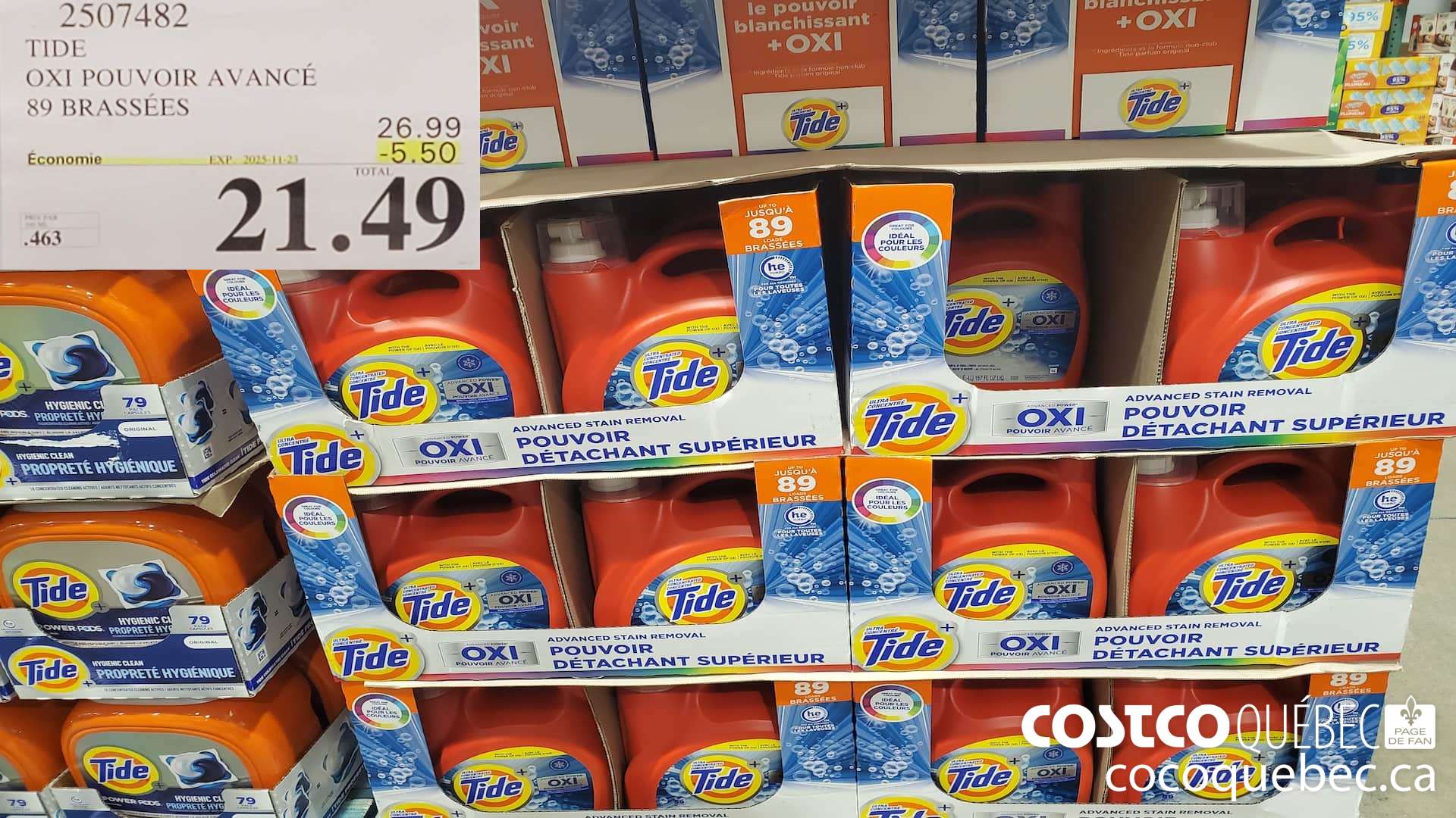 2507482 TIDE OXI POUVOIR AVANCE 89 BRASSEES ($5.50 INSTANT SAVINGS EXPIRES ON 2025-11-23) $21.49