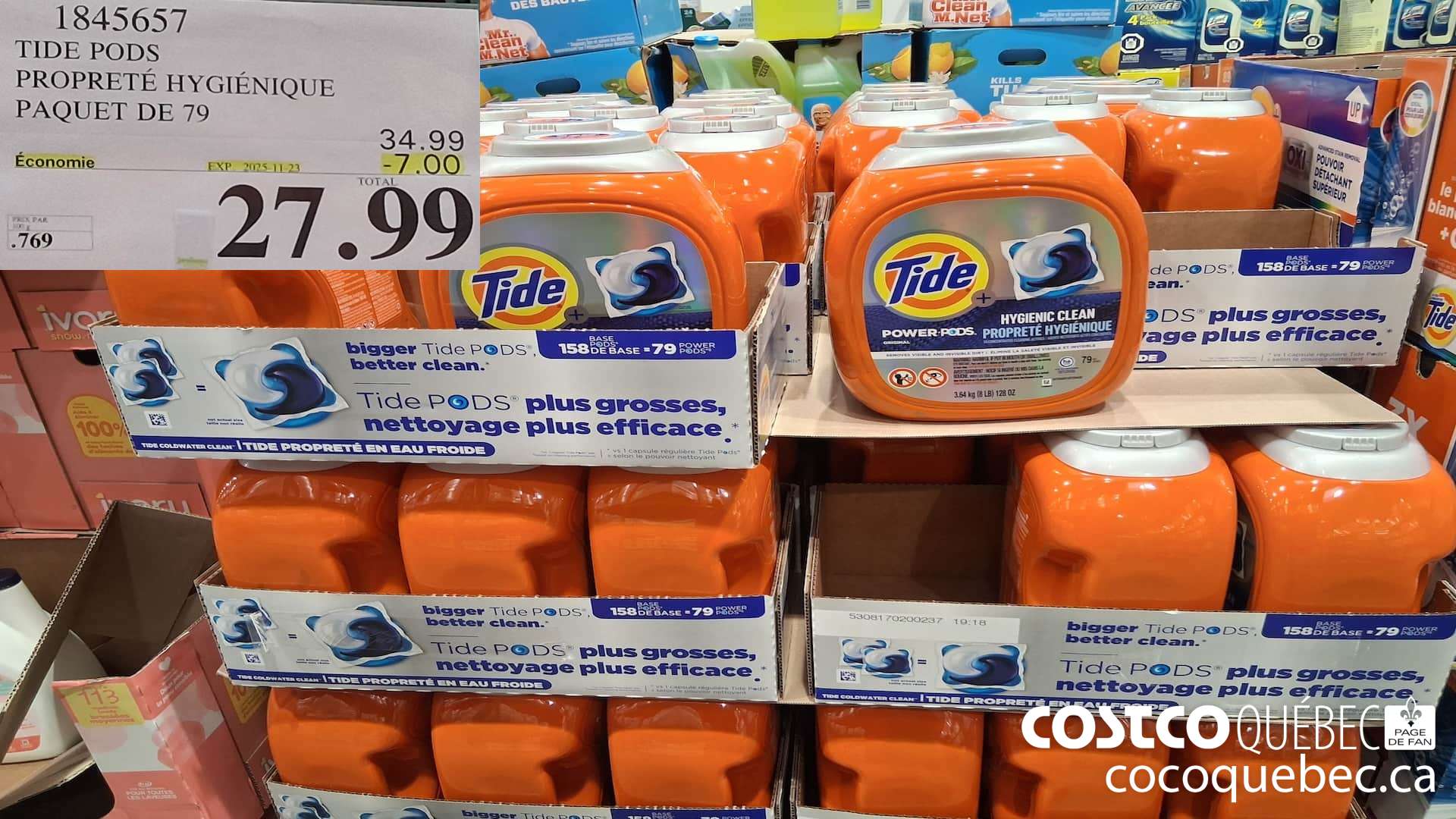 1845657 TIDE PODS PROPRETE HYGIENIQUE PAQUET DE 79  ($7.00 INSTANT SAVINGS EXPIRES ON 2025-11-23) $27.99