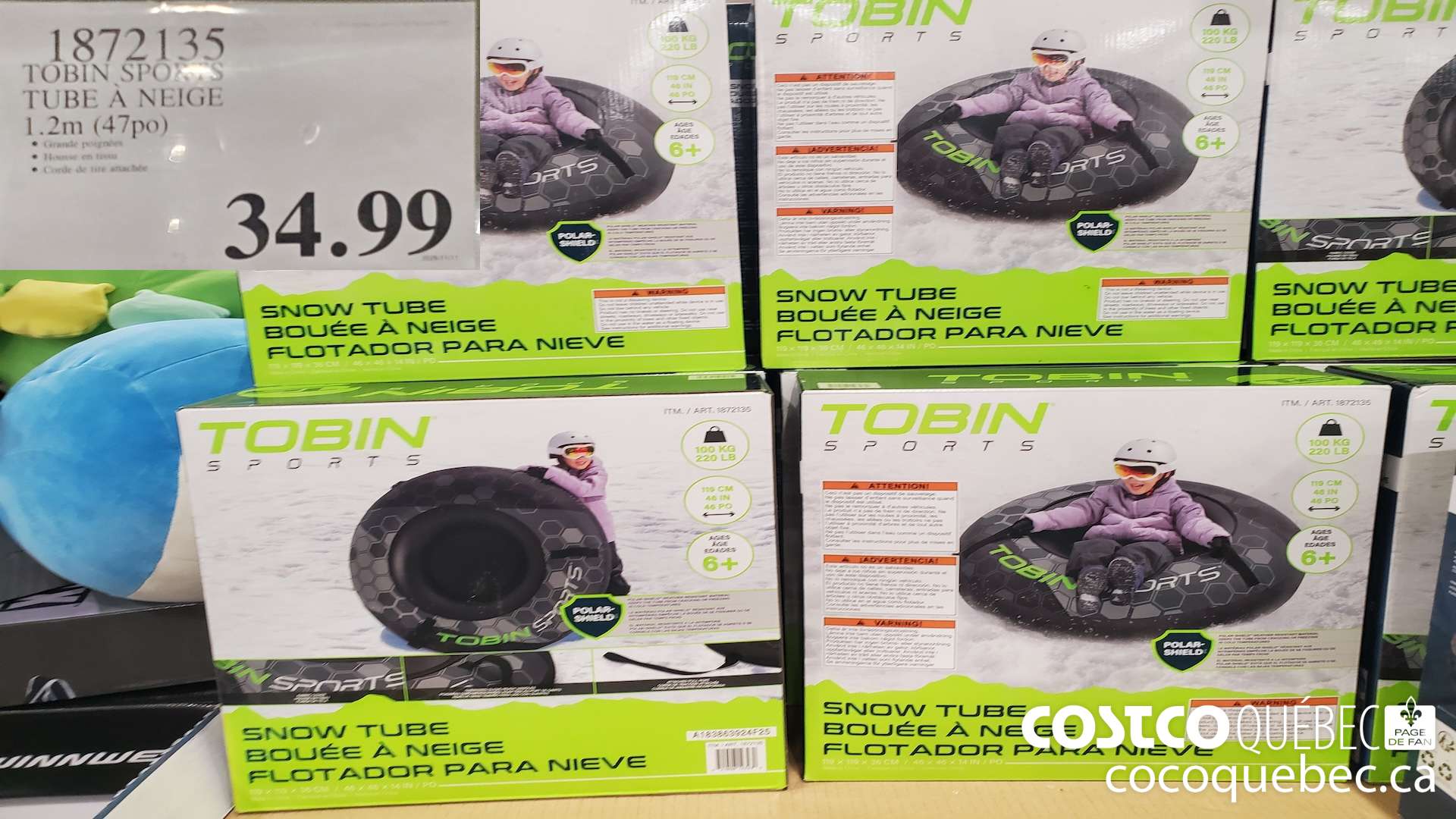 1872135 TOBIN SPORTS TUBE A NEIGE 1.2M (47PO) $34.99