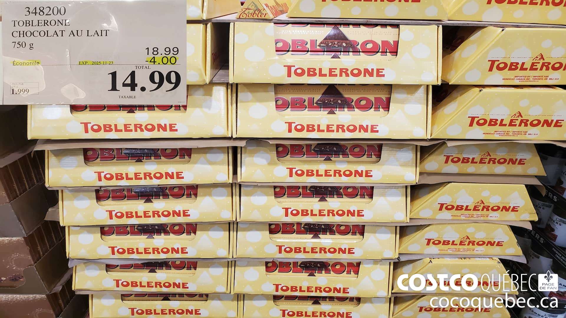 348200 TOBLERONE CHOCOLAT AU LAIT 750 g  ($4.00 INSTANT SAVINGS EXPIRES ON 2025-11-23) $14.99