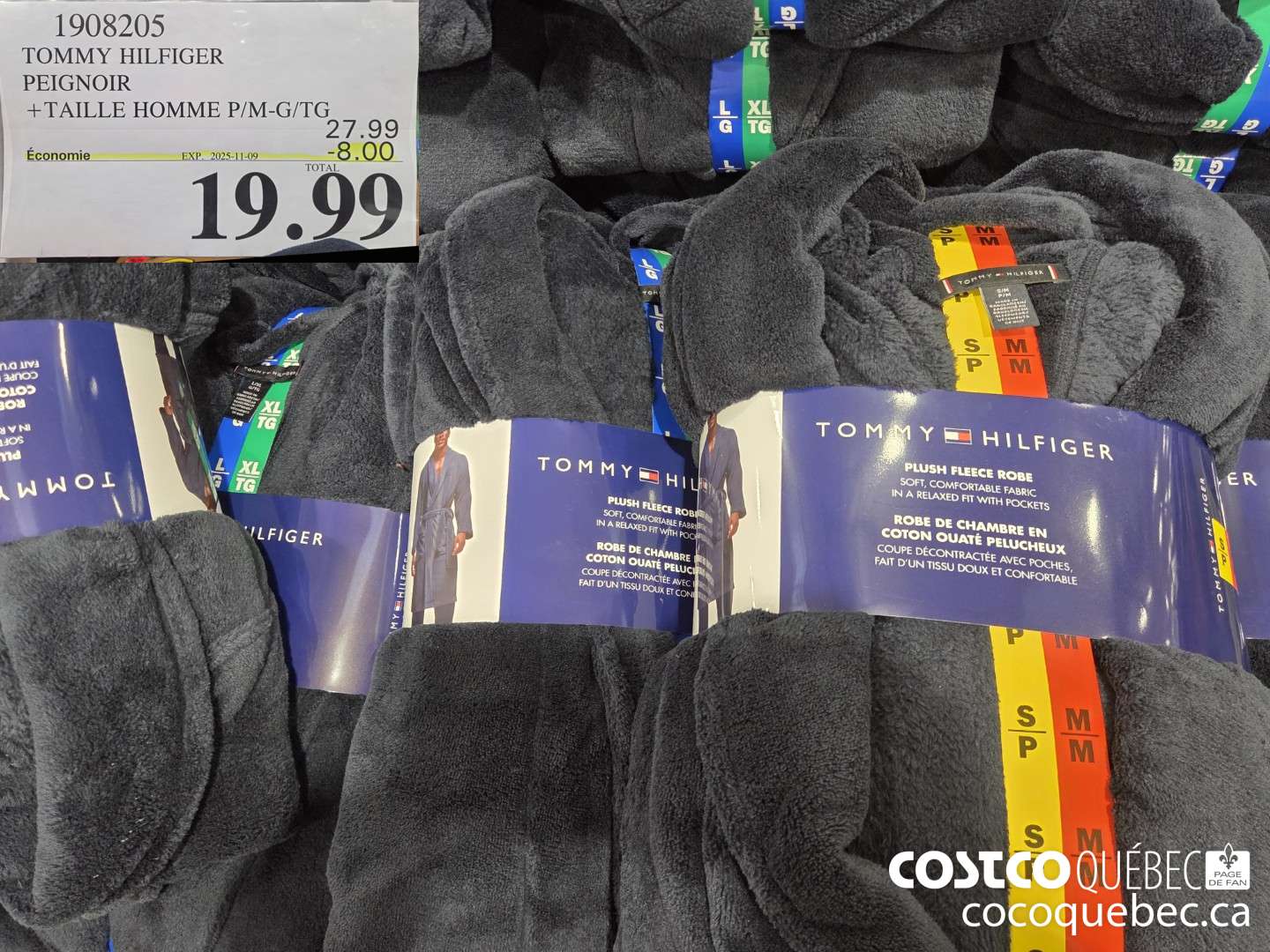 1908205 TOMMY HIILFIGER PEIGNOIR TAILLE HOMME P/M-G/TG ($8.00 INSTANT SAVINGS EXPIRES ON 2025-11-09) $19.99