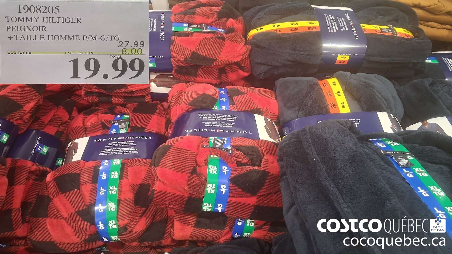 1908205 TOMMY HIILFIGER PEIGNOIR TAILLE HOMME P/M-G/TG ($8.00 INSTANT SAVINGS EXPIRES ON 2025-11-09) $19.99