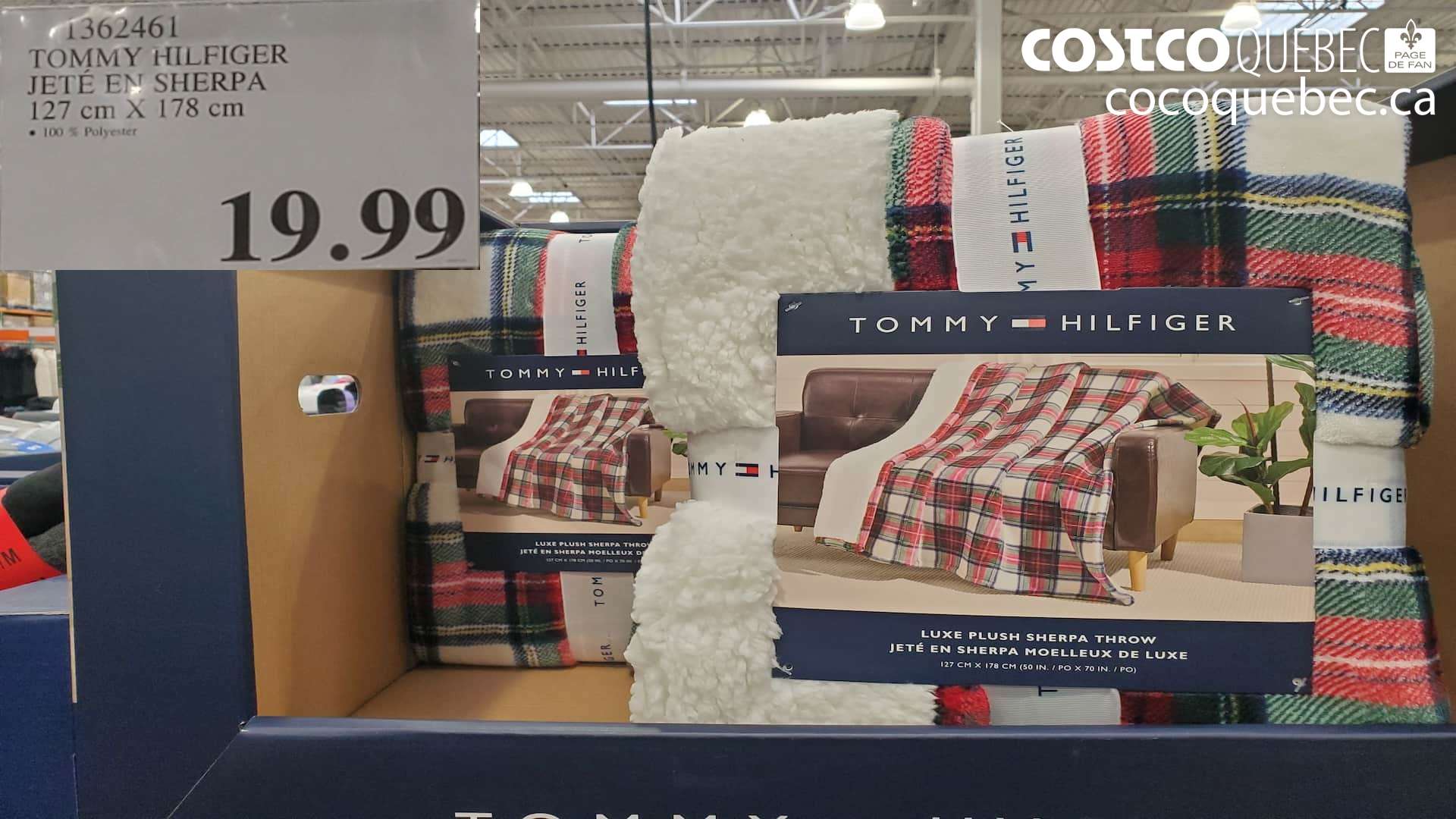 1362461 TOMMY HILFIGER JETE EN SHERPA 127 cm X 178 cm  $19.99