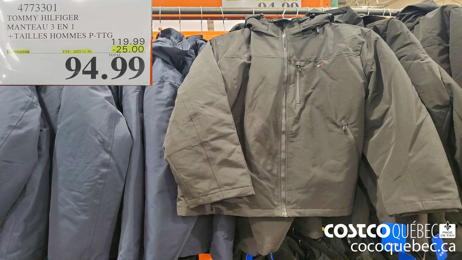 4773301 TOMMY HILFIGER MANTEAU 3 EN 1 +TAILLES HOMMES P-TTG ($25.00 INSTANT SAVINGS EXPIRES ON 2025-11-30) $94.99