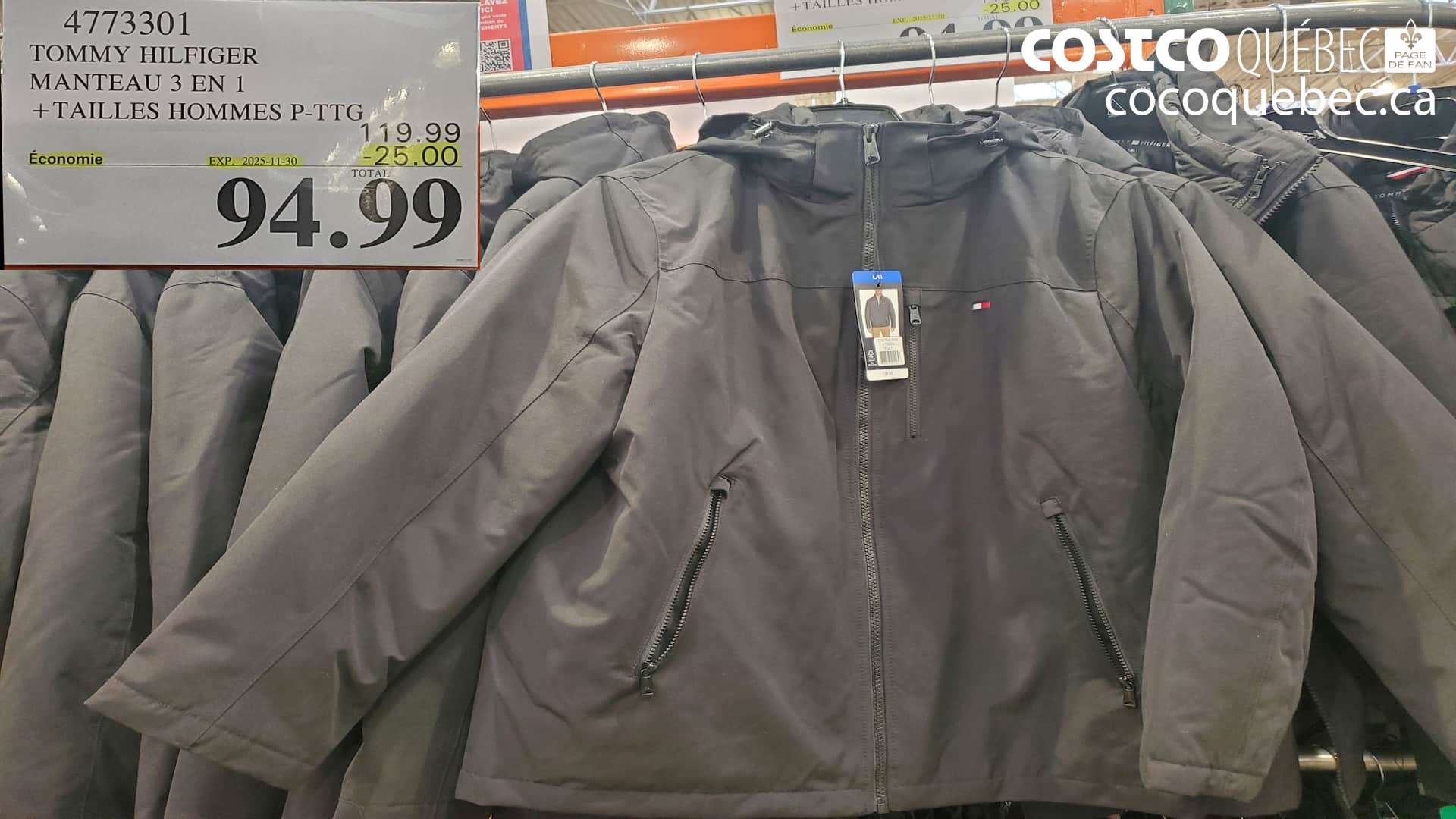 4773301 TOMMY HILFIGER MANTEAU 3 EN 1 +TAILLES HOMMES P-TTG ($25.00 INSTANT SAVINGS EXPIRES ON 2025-11-30) $94.99