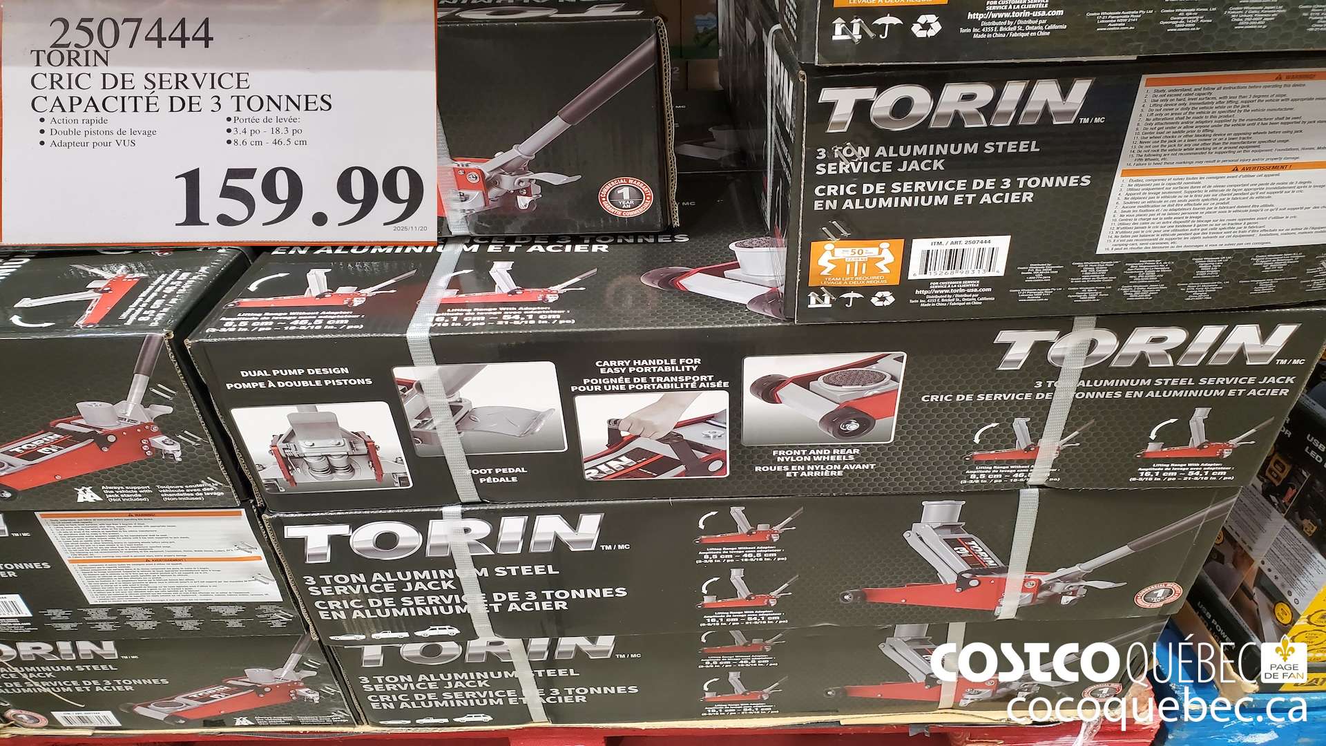 2507444 TORIN CRIC DE SERVICE CAPACITE DE 3 TONNES $159.99