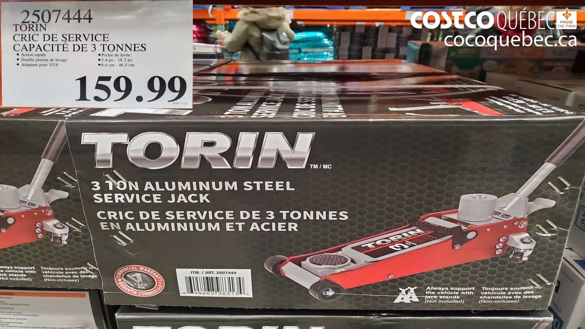 2907444 TORIN CRIC DE SERVICE CAPACITE DE 3 TONNES $159.99