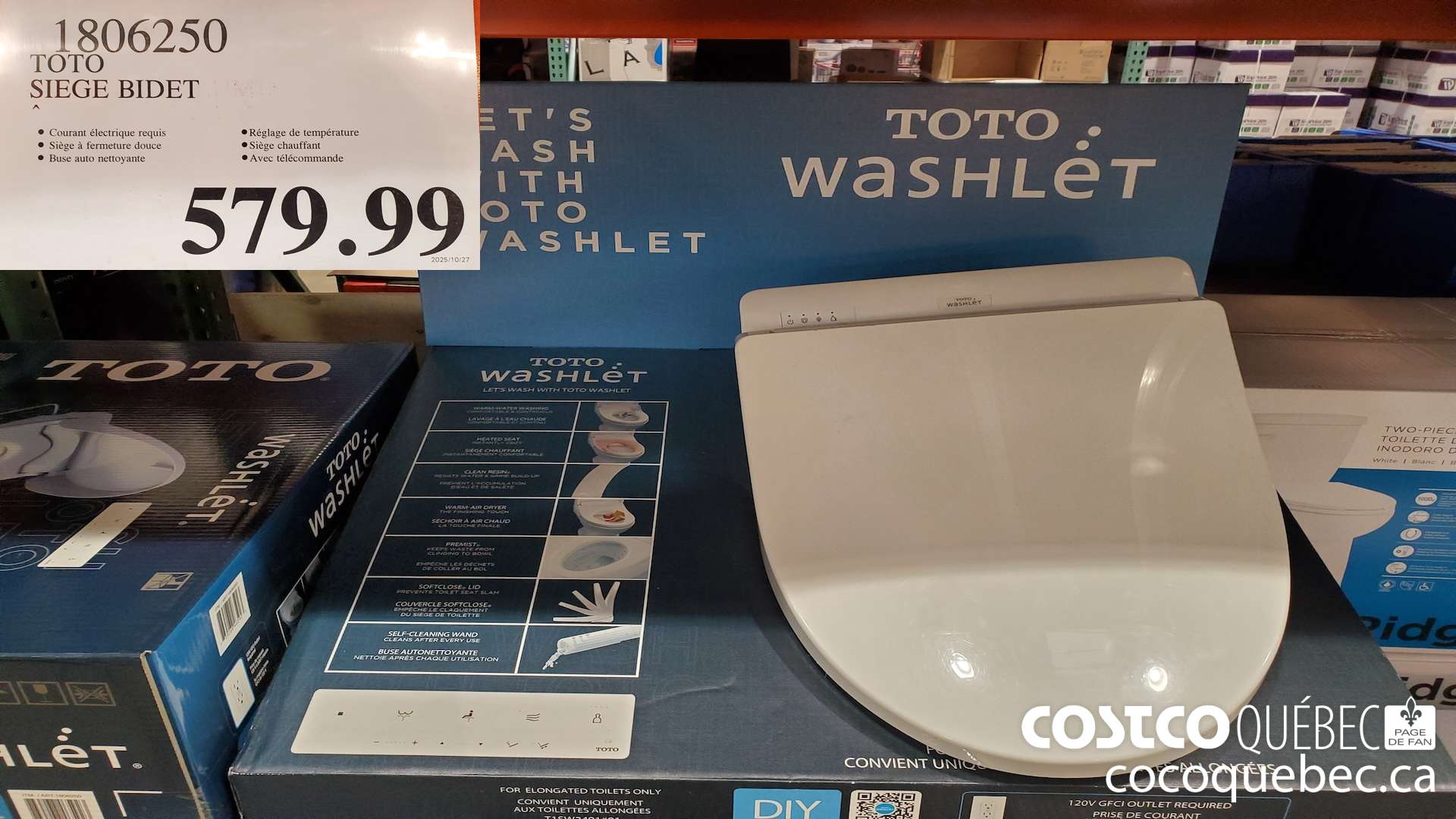 1806250 TOTO SIEGE BIDET  $579.99