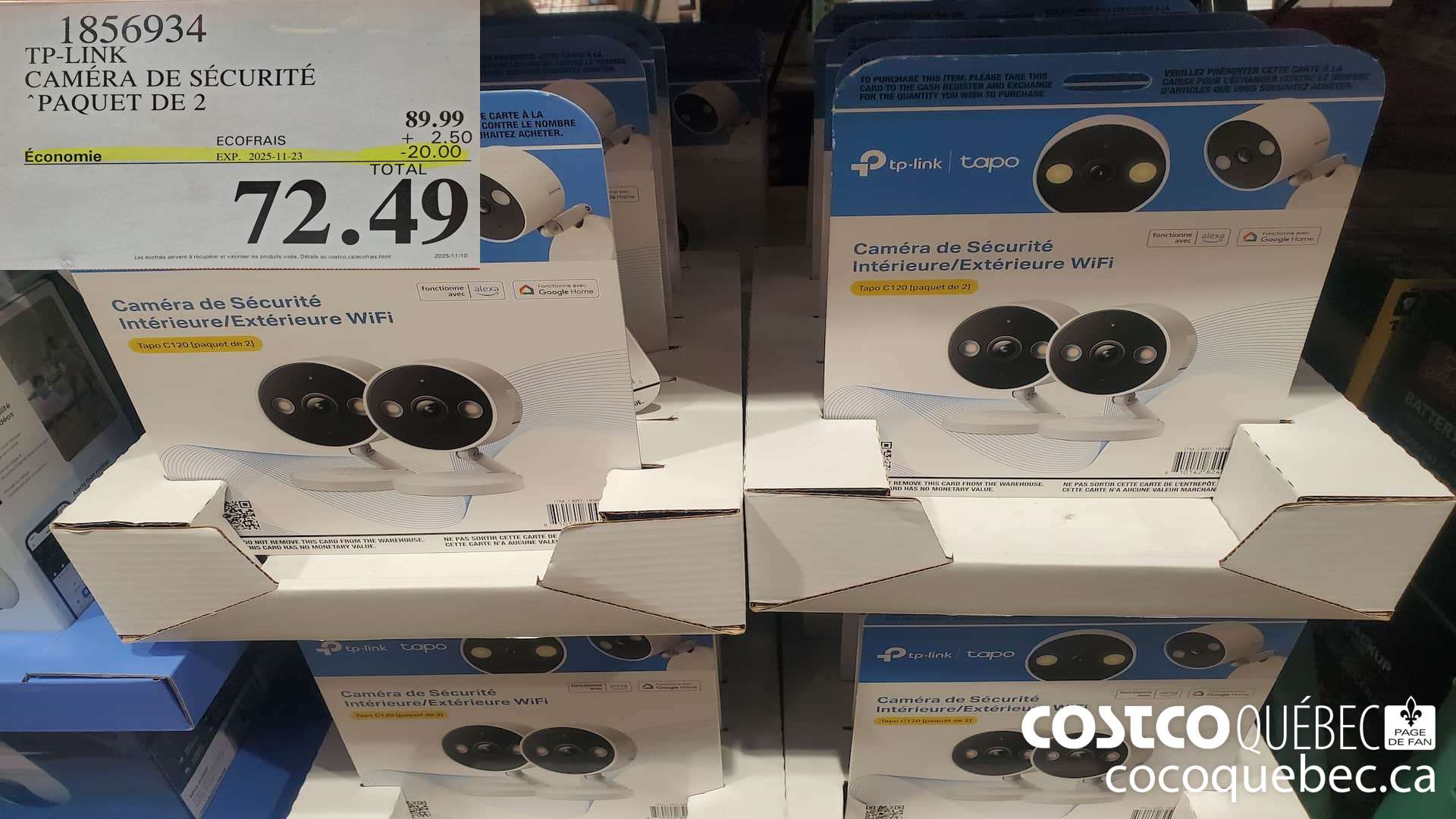 1856934 TP-LINK CAMERA DE SECURITE PAQUET DE 2  ($20.00 INSTANT SAVINGS EXPIRES ON 2025-11-23) $72.49