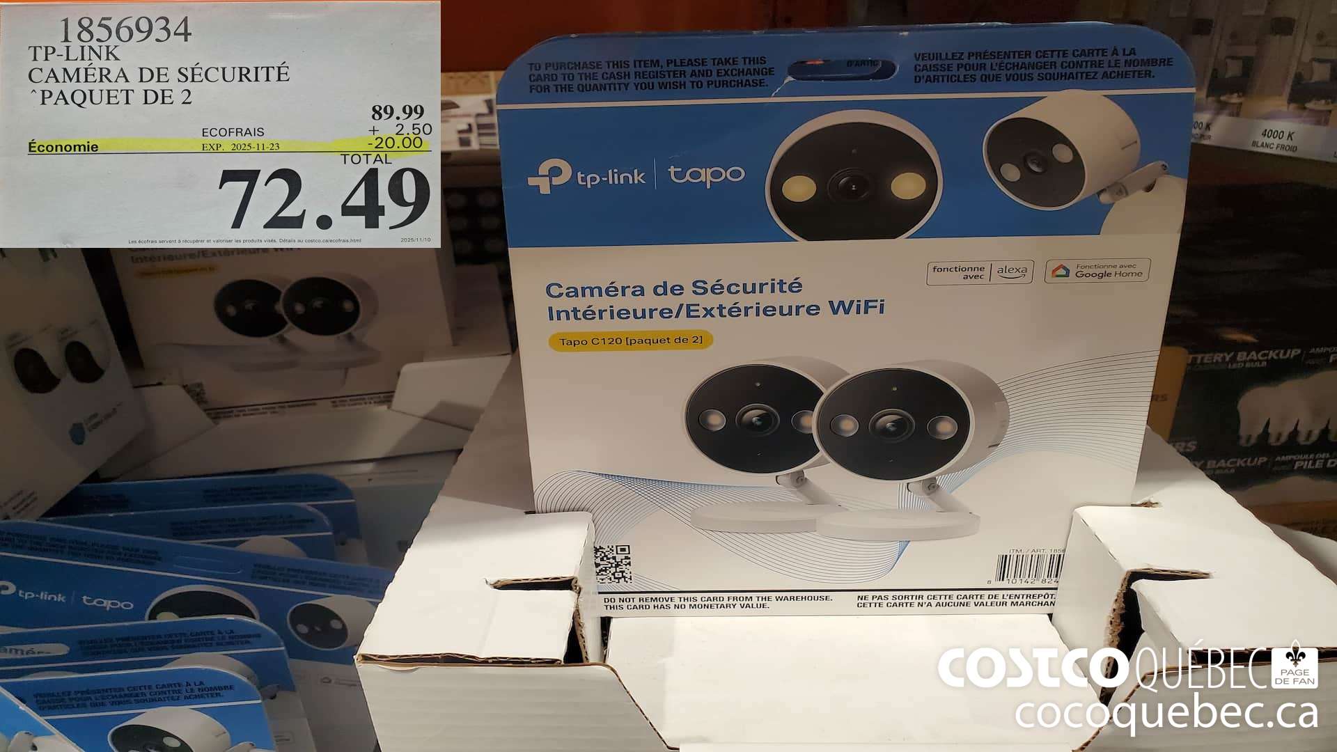 1856934 TP-LINK CAMERA DE SECURITE PAQUET DE 2  ($20.00 INSTANT SAVINGS EXPIRES ON 2025-11-23) $72.49