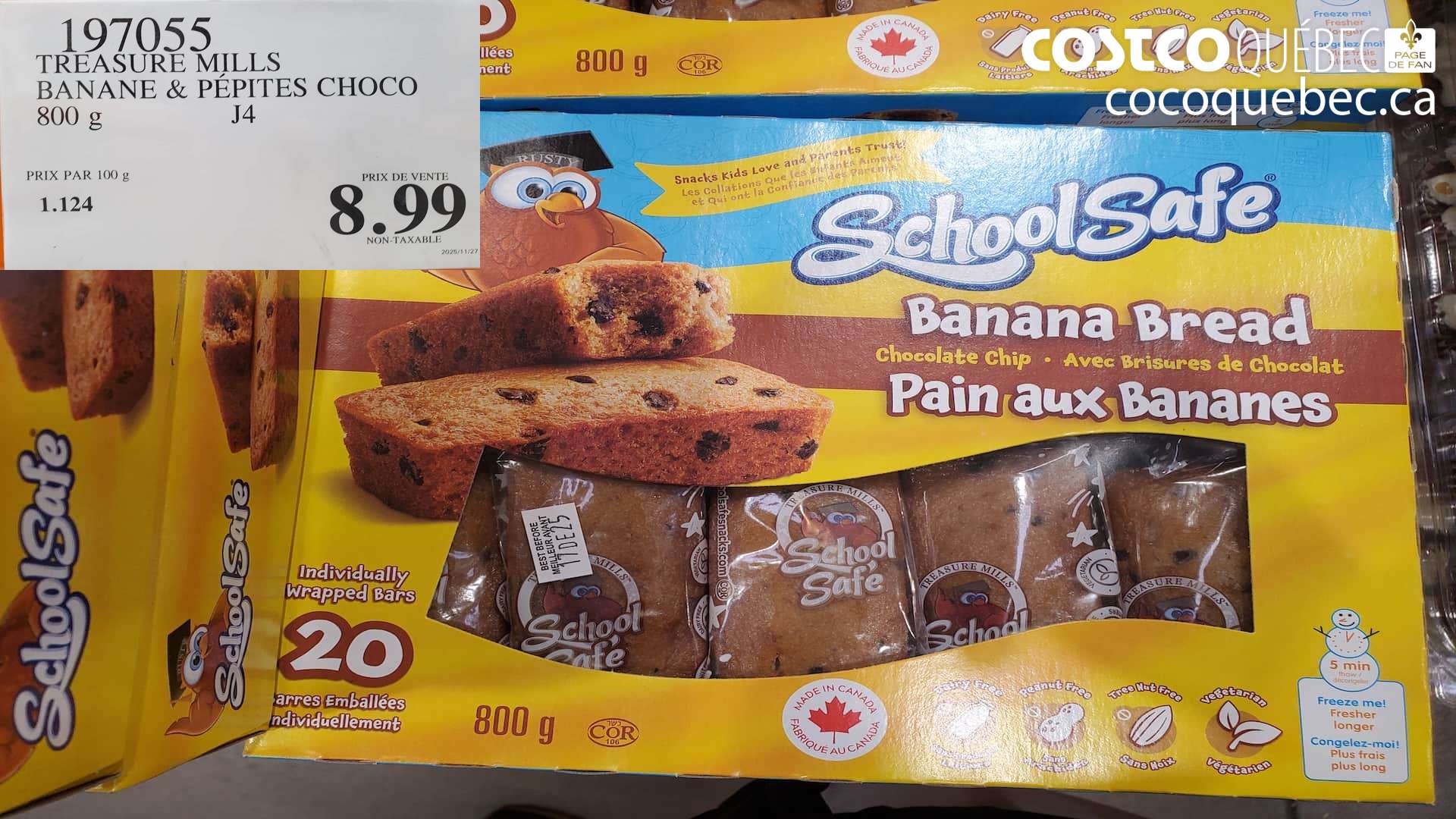 197055 TREASURE MILLS BANANE & PEPITES CHOCO 800 g $8.99