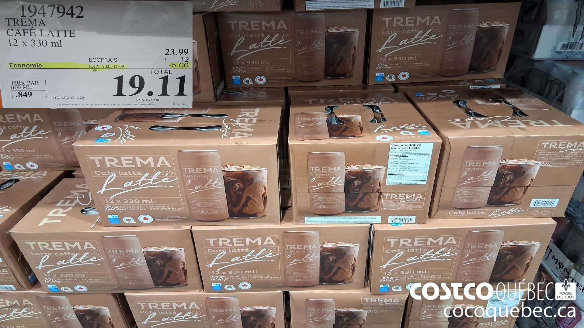 1947942 TREMA CAFE LATTE 12 X 330ML ($5.00 INSTANT SAVINGS EXPIRES ON 2025-11-09) $19.11