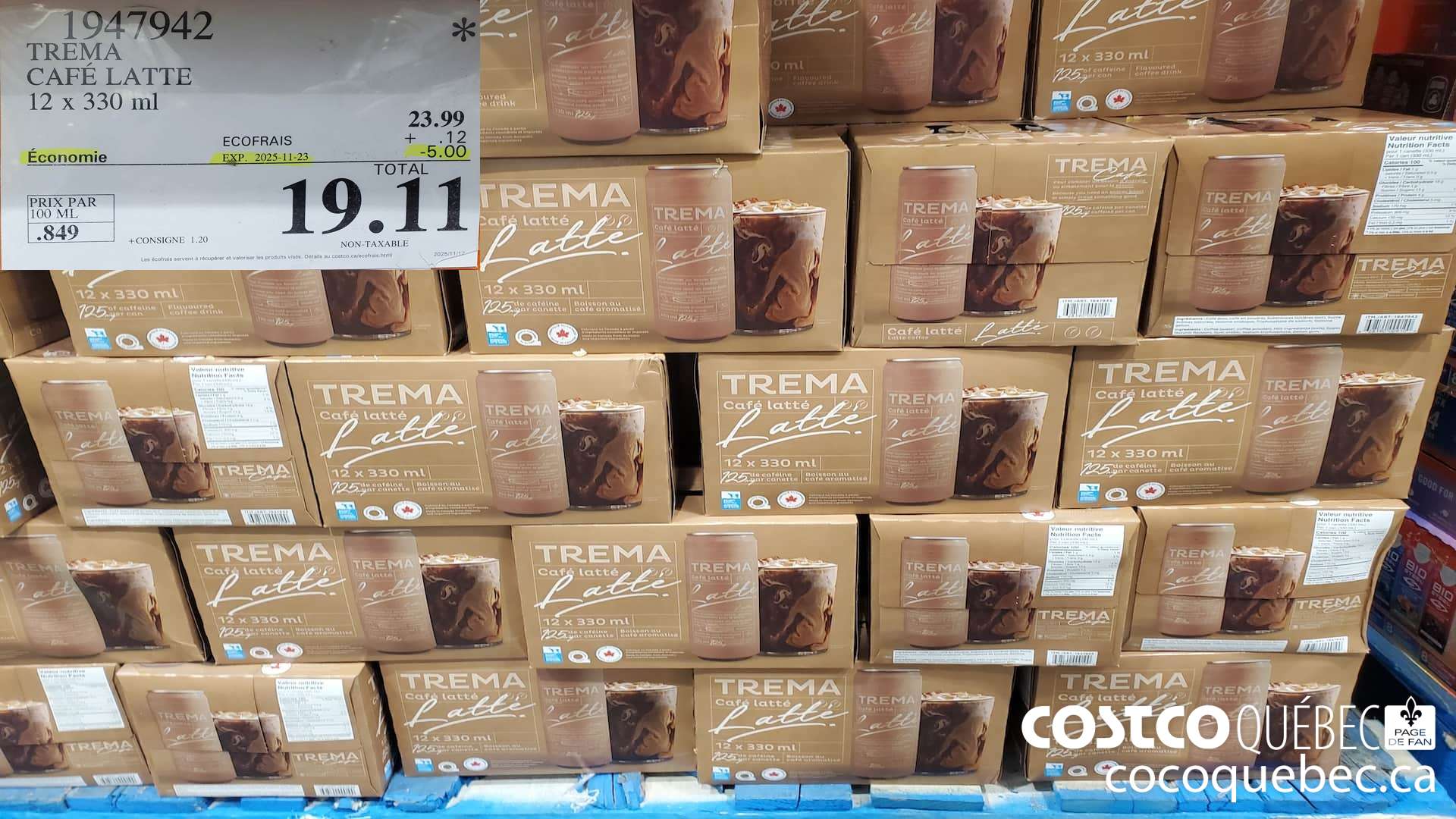 1947942 TREMA CAFE LATTE 12 X 330ML ($5.00 INSTANT SAVINGS EXPIRES ON 2025-11-23) $19.11