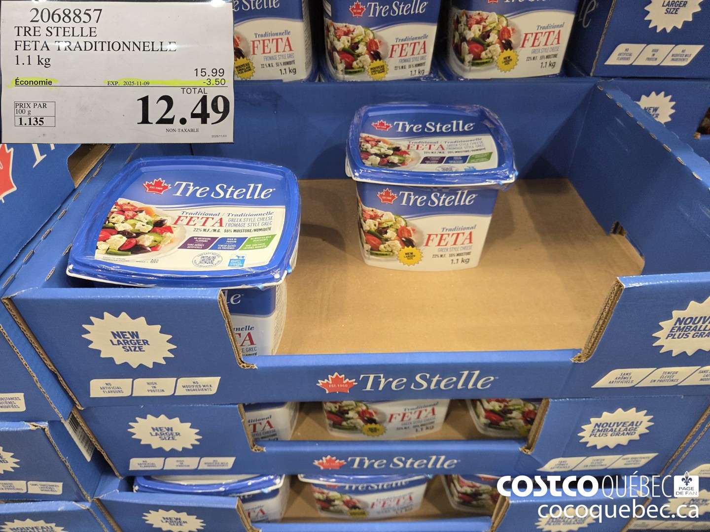 2068857 TRE STELLE FETA TRADITIONNELLE 1.1 KG ($3.50 INSTANT SAVINGS EXPIRES ON 2025-11-09) $12.49