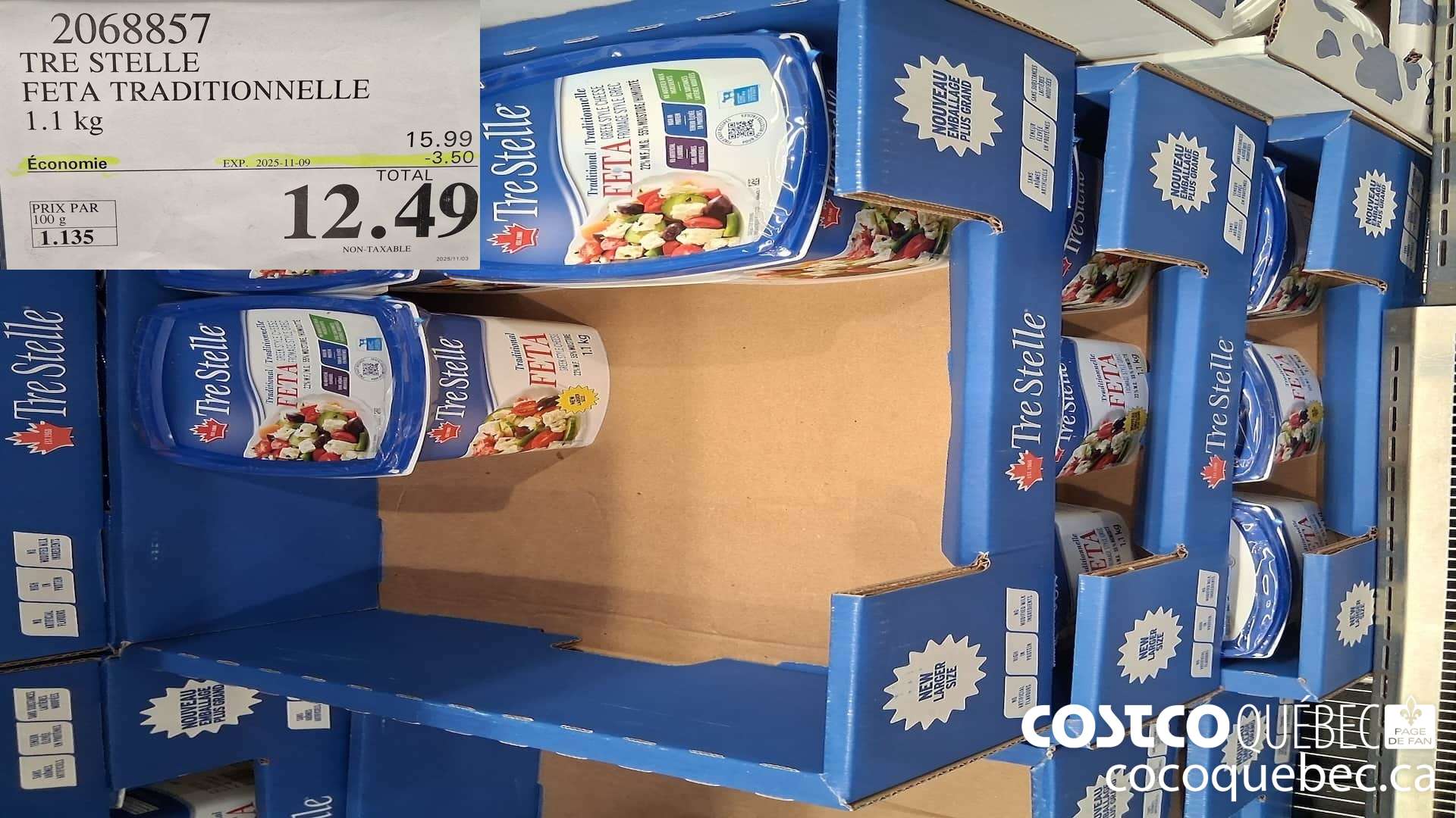 2068857 TRE STELLE FETA TRADITIONNELLE 1.1 KG ($3.50 INSTANT SAVINGS EXPIRES ON 2025-11-09) $12.49