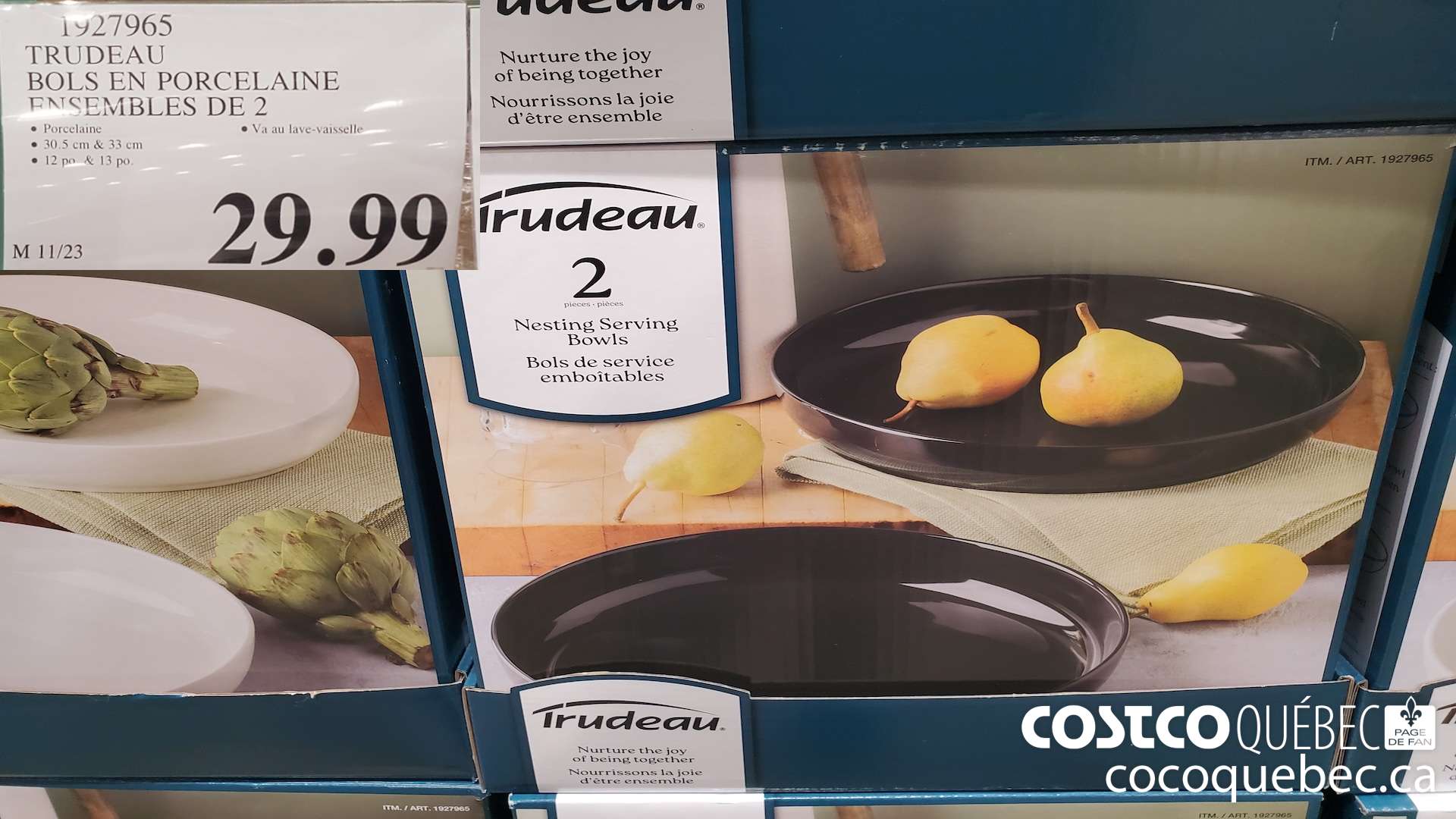 1927965 TRUDEAU BOLS EN PORCELAINE ENSEMBLE DE 2 $29.99