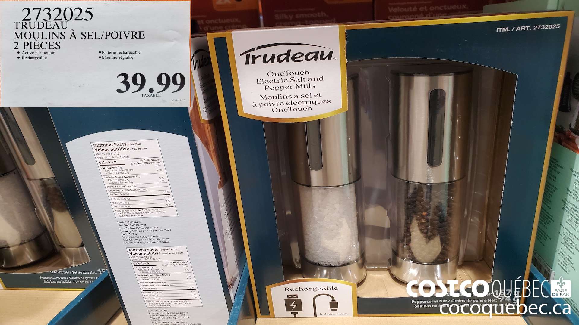 2732025 TRUDEA MOULINS: A SEL/POIVRE 2 PIECES  $39.99