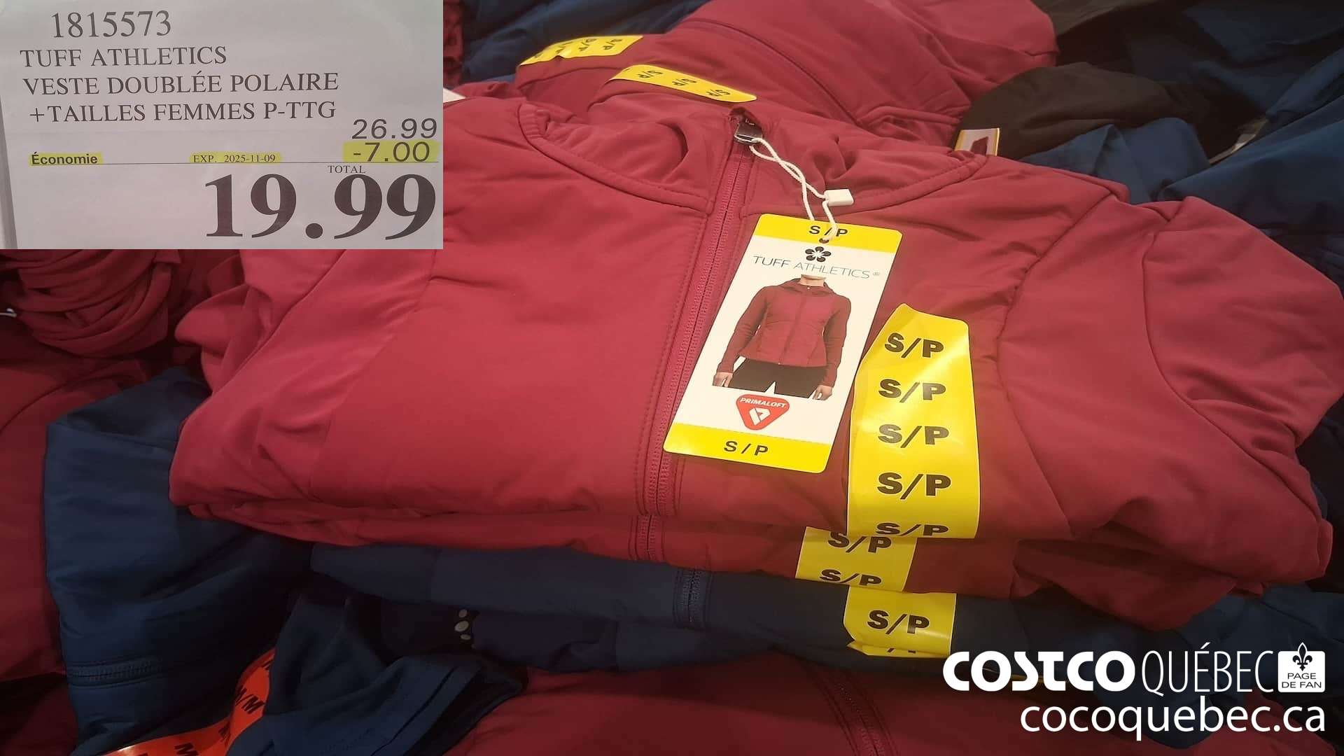 1815573 TUFF ATHLETICS VESTE DOUBLEE POLAIRE TAILLES FEMMES P-TTG ($7.00 INSTANT SAVINGS EXPIRES ON 2025-11-09) $19.99