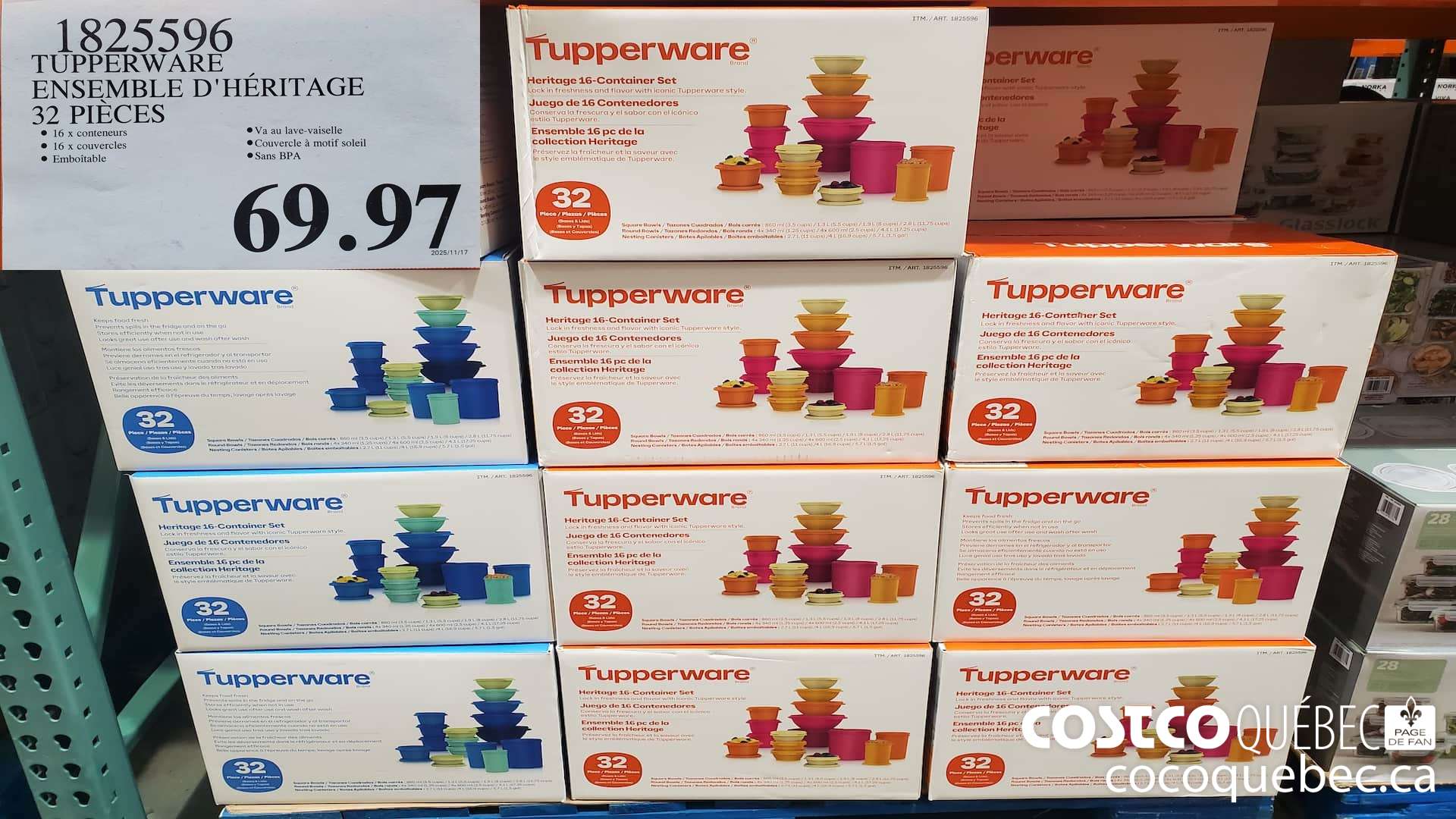 1825596 TUPPERWARE ENSEMBLE D'HERITAGE 32 PIECES  $69.97