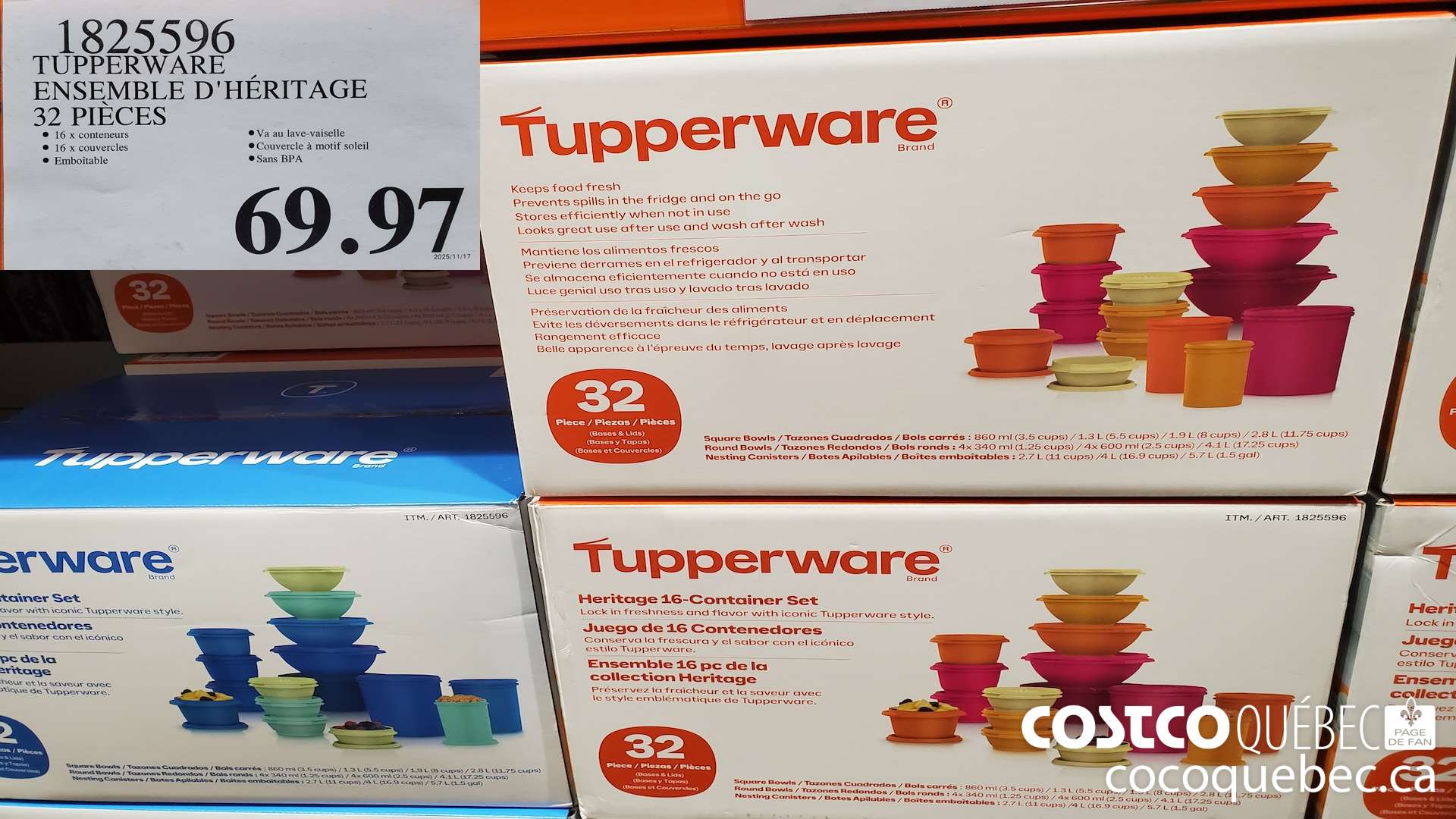 1825596 TUPPERWARE ENSEMBLE D'HERITAGE 32 PIECES  $69.97