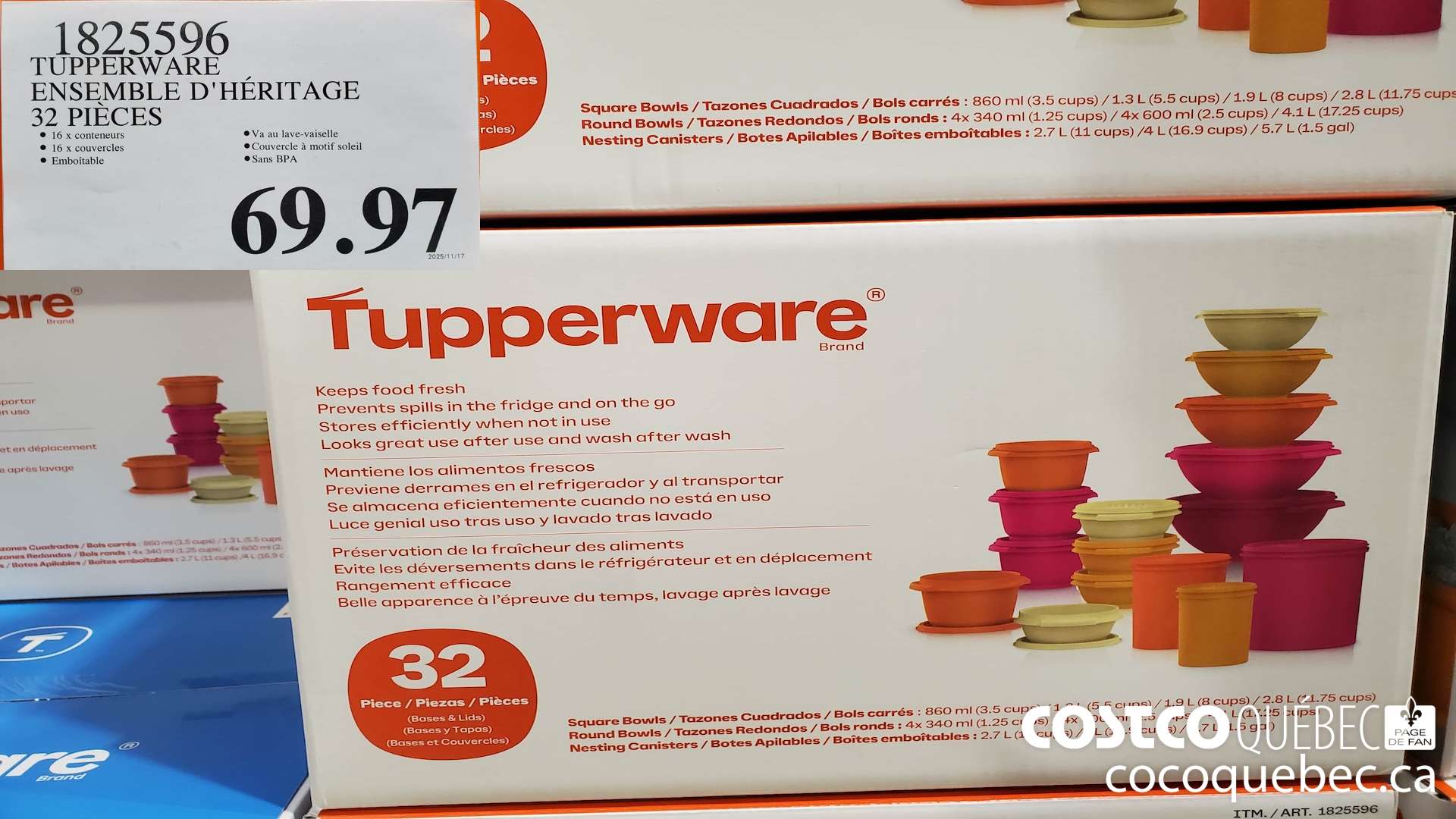 1825596 TUPPERWARE ENSEMBLE D'HERITAGE 32 PIECES  $69.97