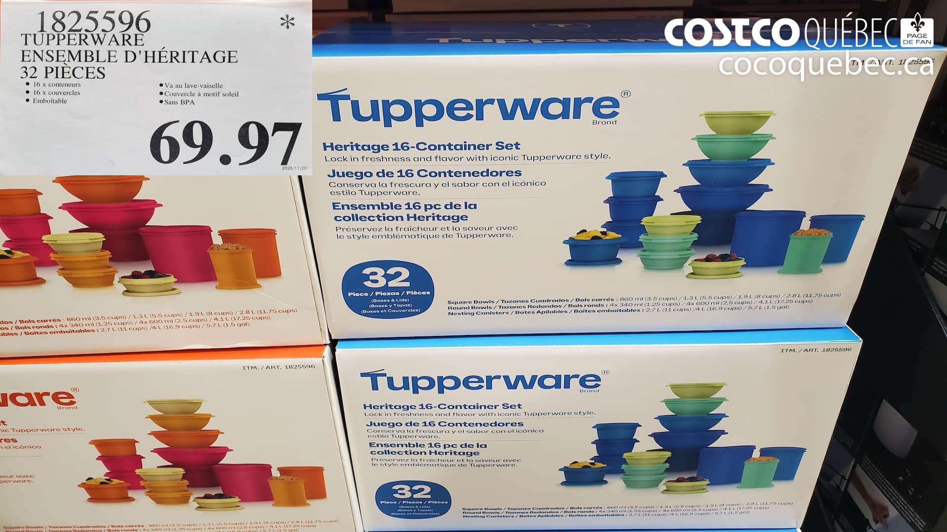 1825596 TUPPERWARE ENSEMBLE D'HERITAGE 32 PIECES  $69.97