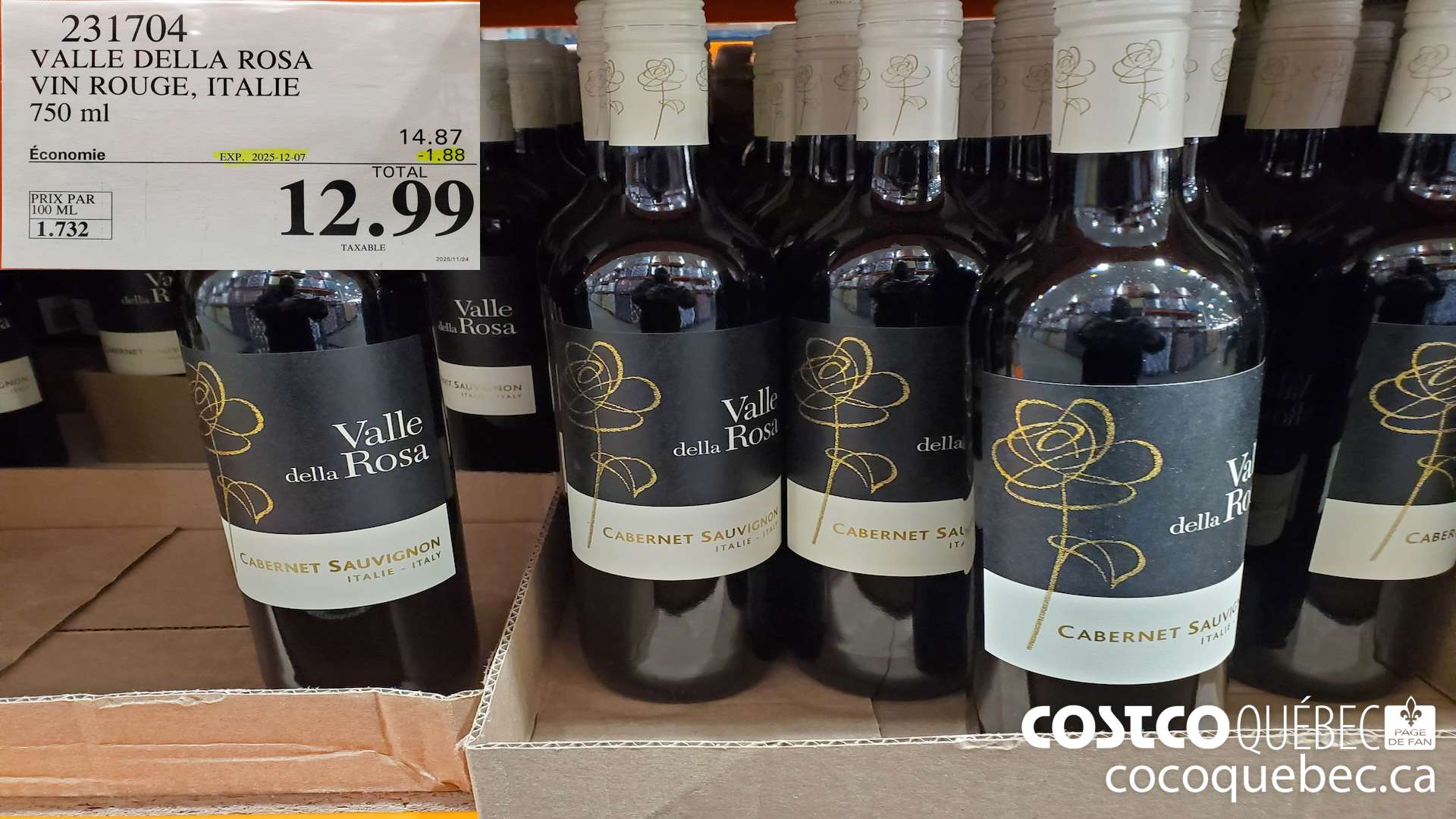 231704 VALLE DELLA ROSA VIN ROUGE, ITALIE 750 mL  ($1.88 INSTANT SAVINGS EXPIRES ON 2025-12-07) $12.99