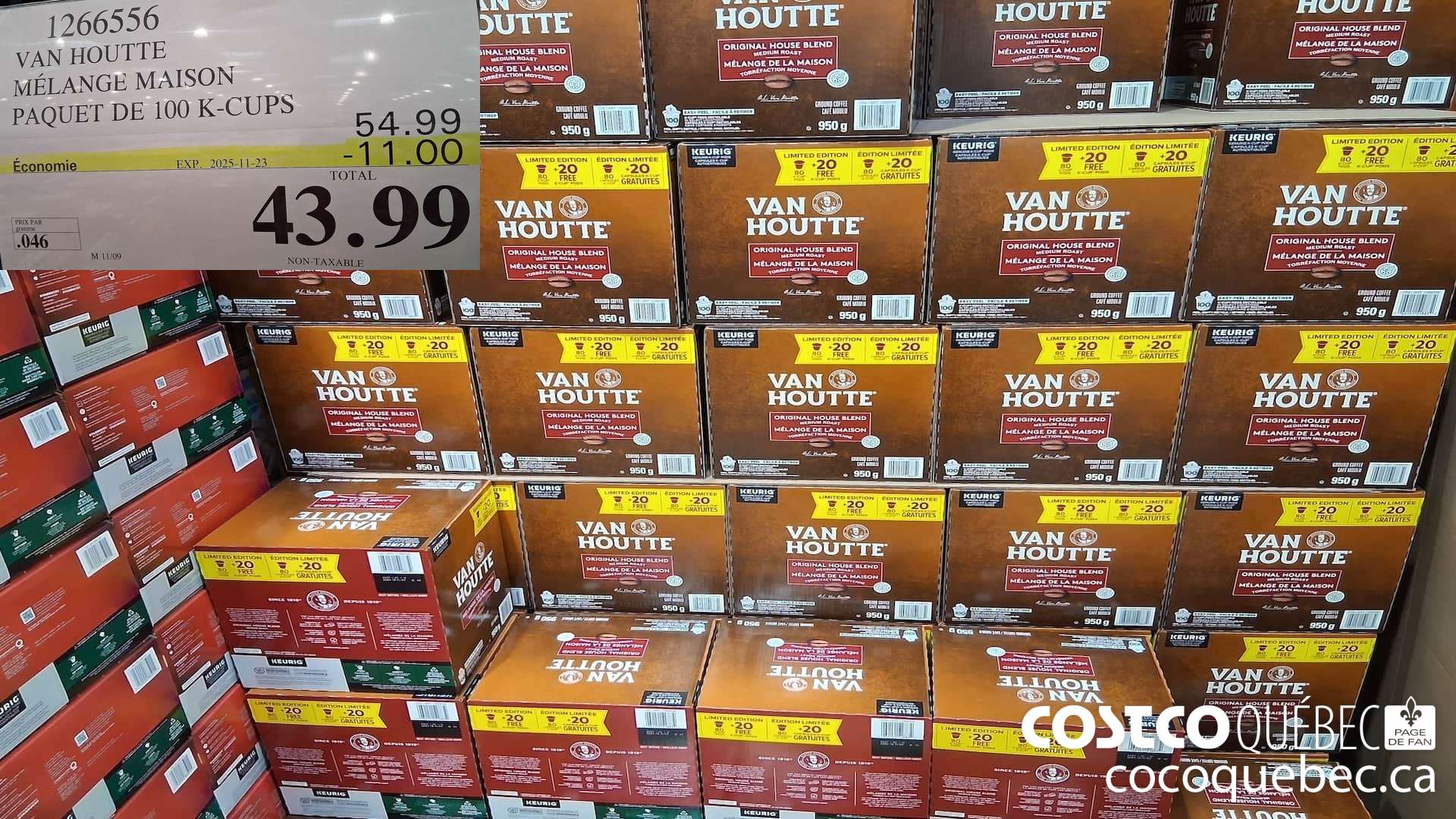 1266556 VAN HOUTTE MELANGE MAISON PAQUET DE 100 K-CUPS ($11.00 INSTANT SAVINGS EXPIRES ON 2025-11-23) $43.99